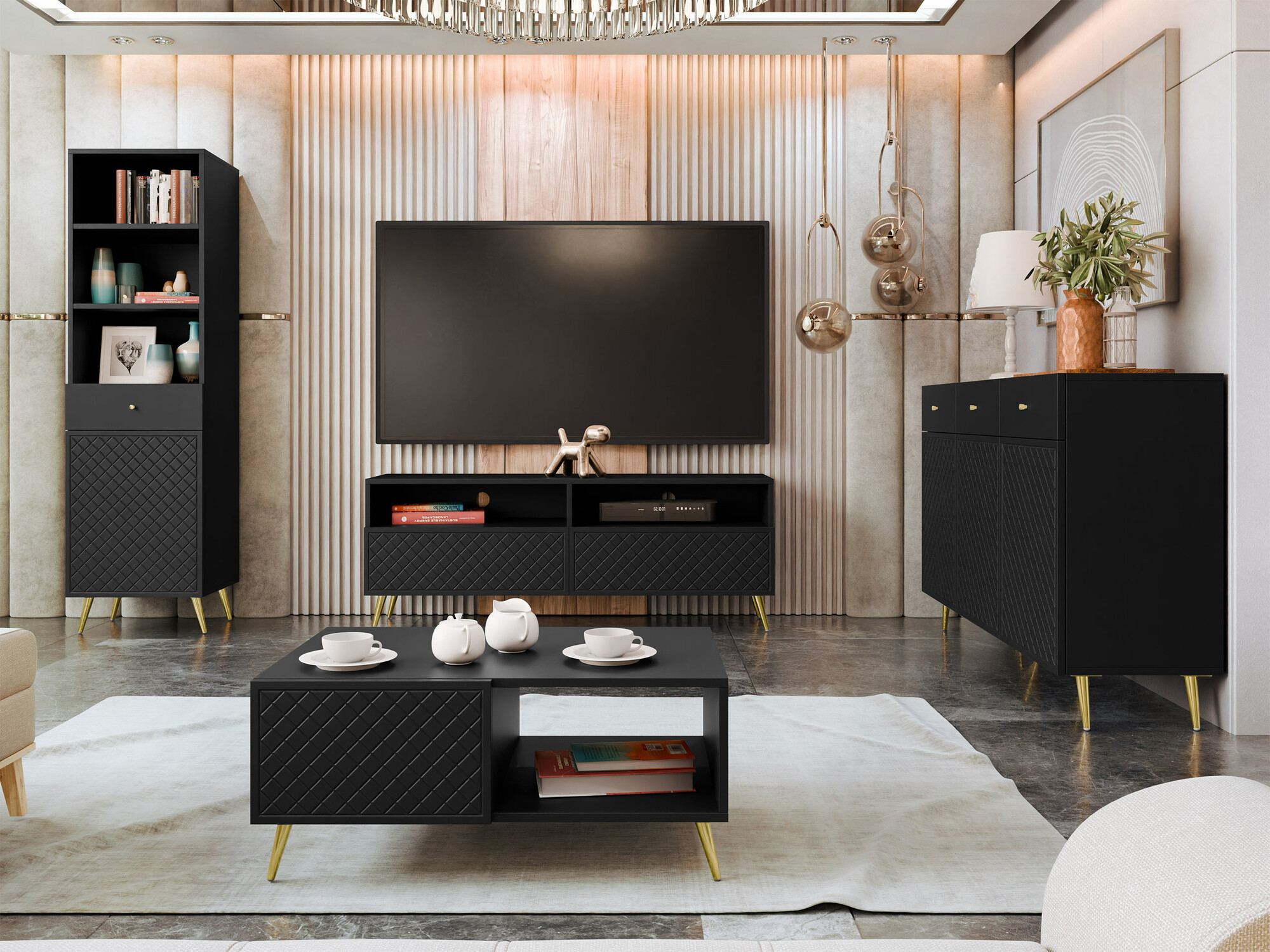 ТВ шкаф Comfivo Pavo (Черен)