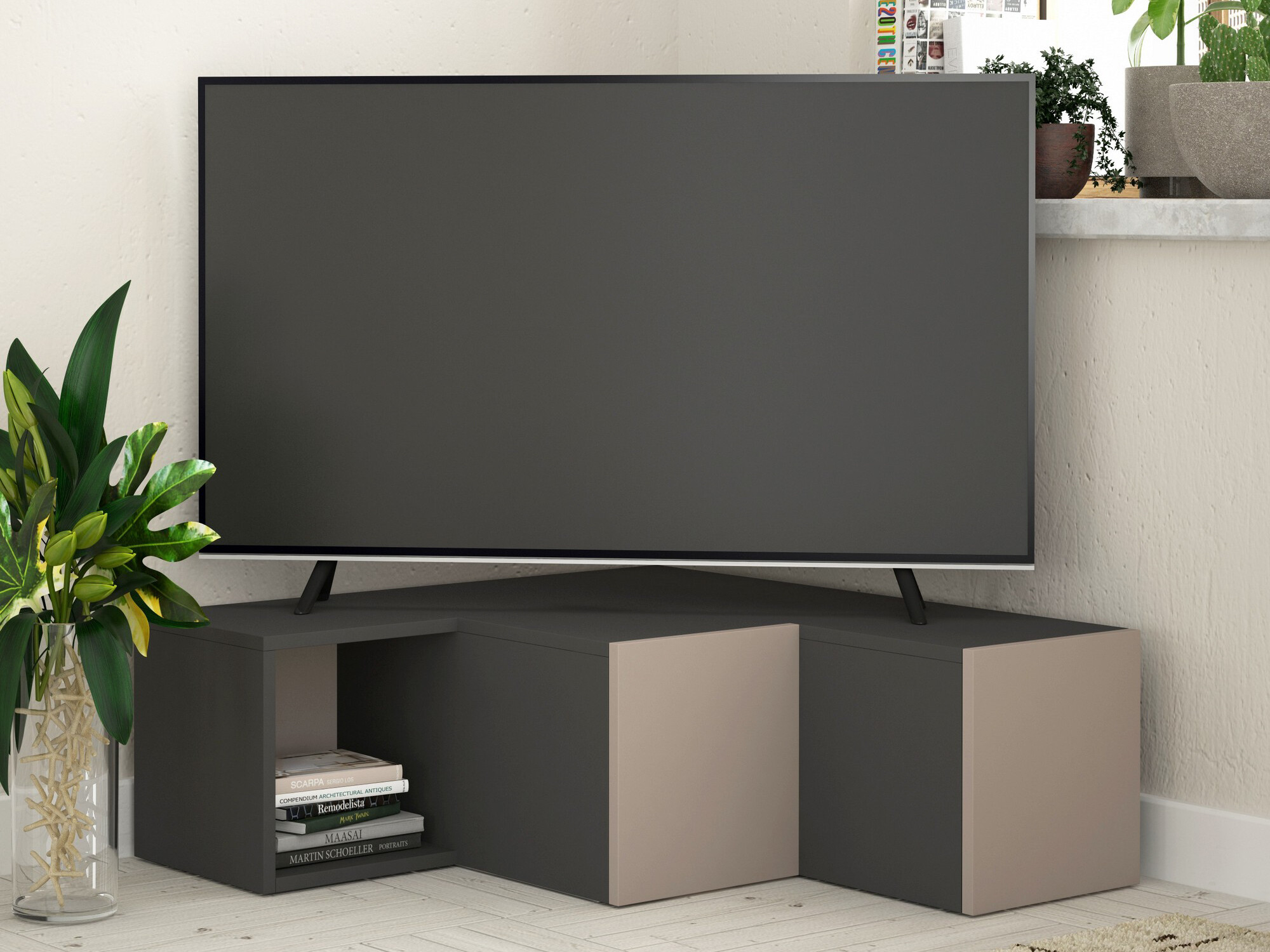 ТВ шкаф Kailua 1058 (Антрацит + Светлокафяво)