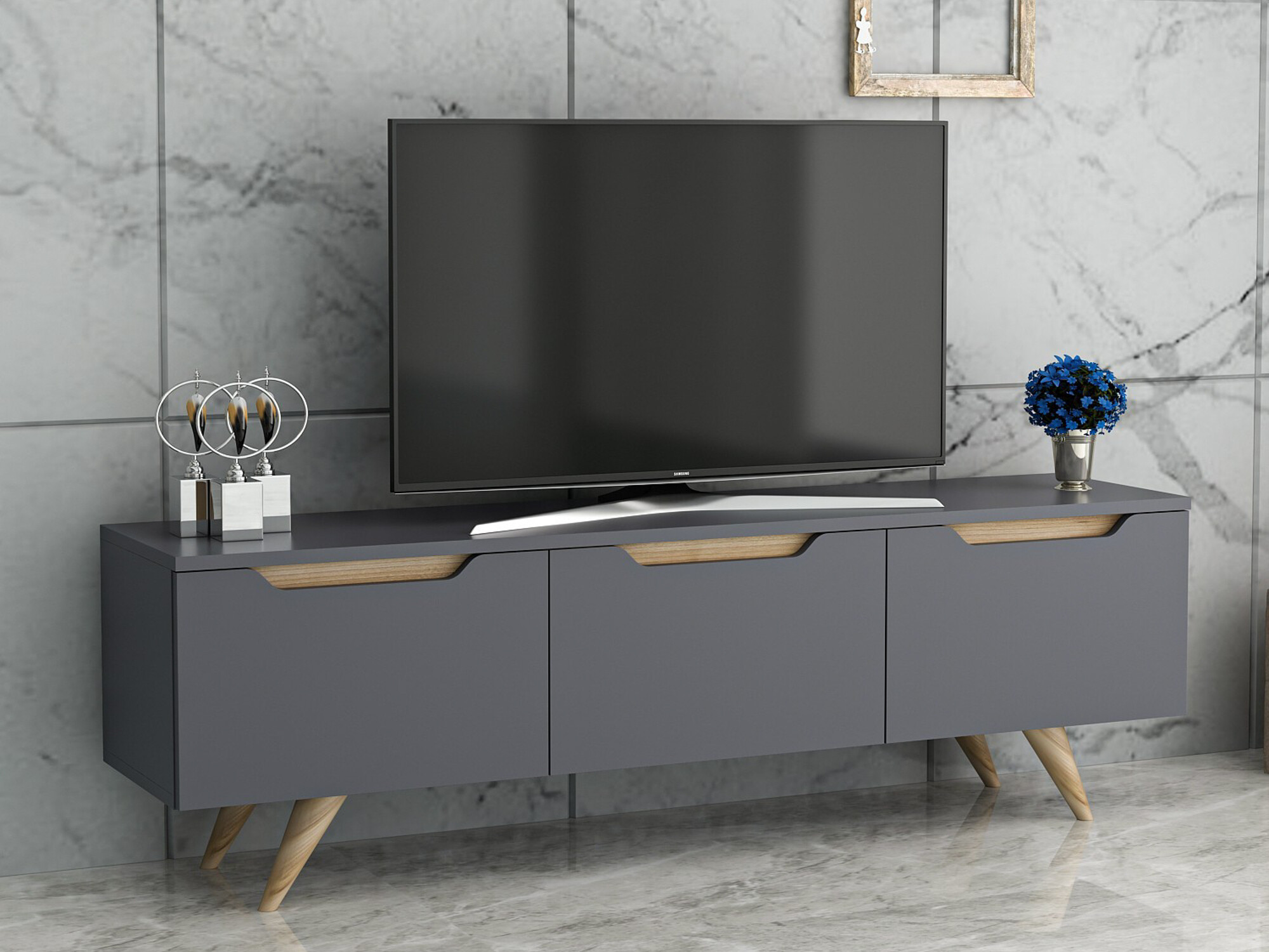 ТВ шкаф Kailua 947 (Антрацит + Дъб)