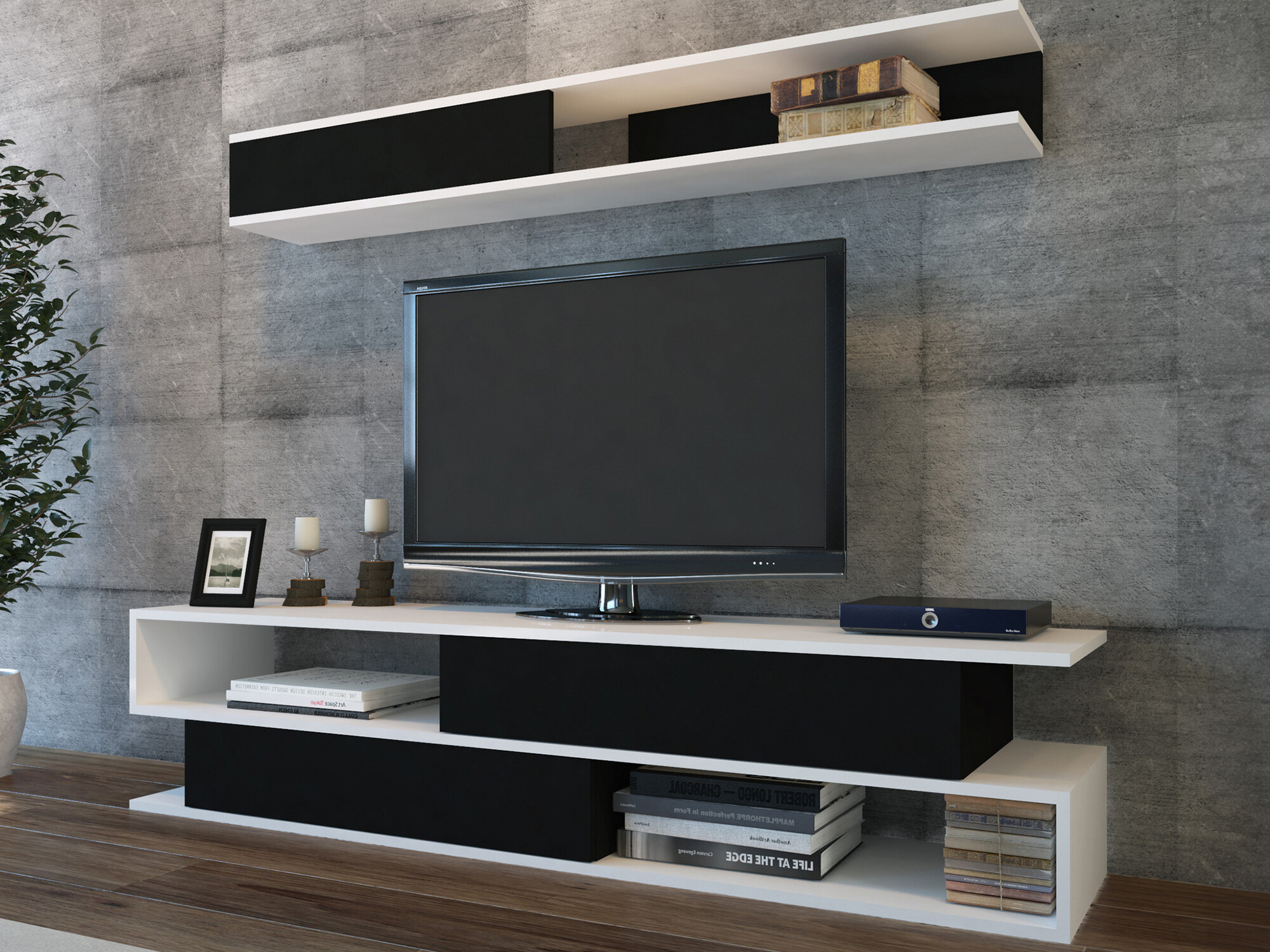 Комплект за хол Kailua 904 (Черен + Бял)