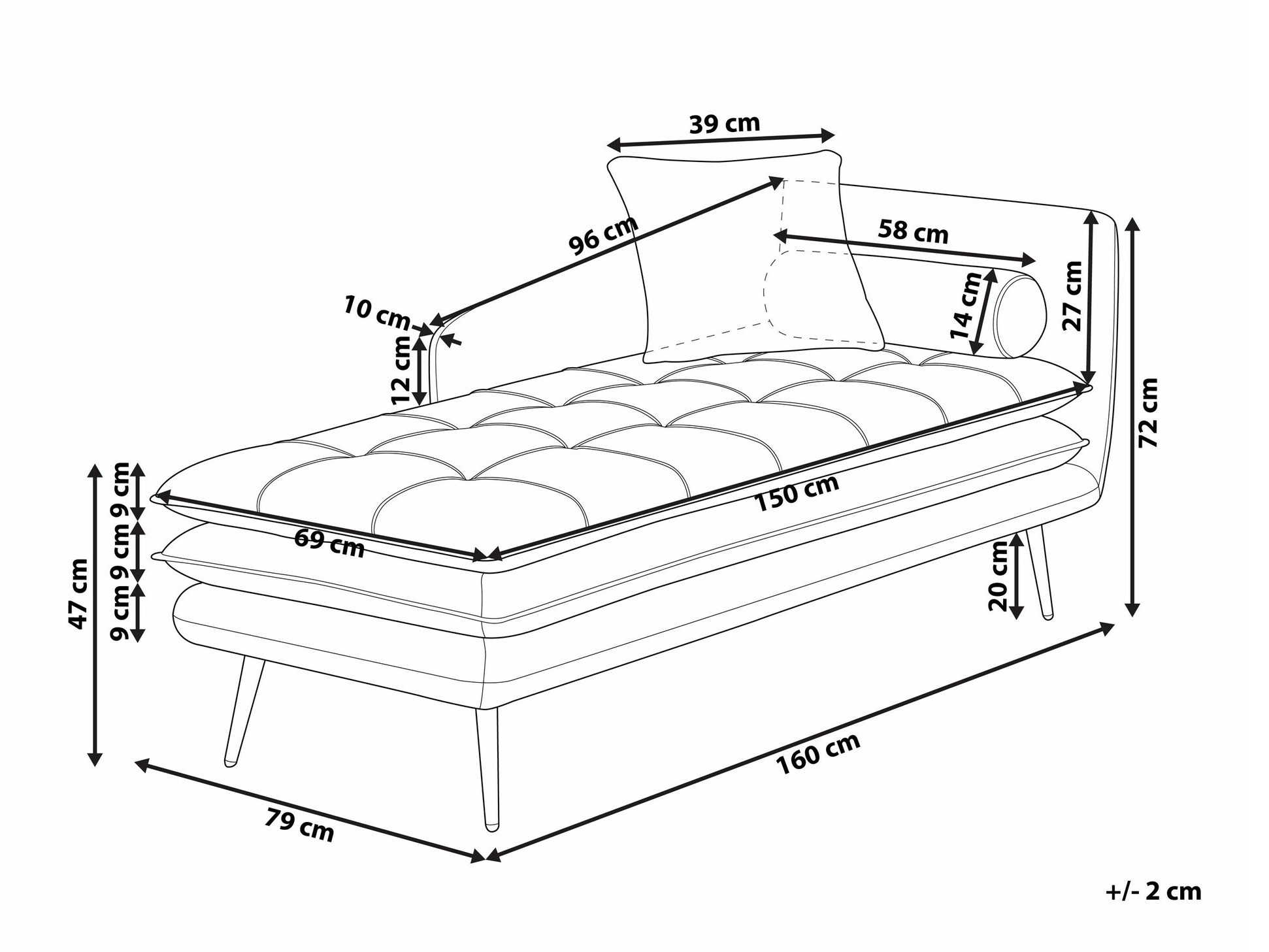 Кушетка Berwyn 1044 (Тъмно оранжево + Оранжев)