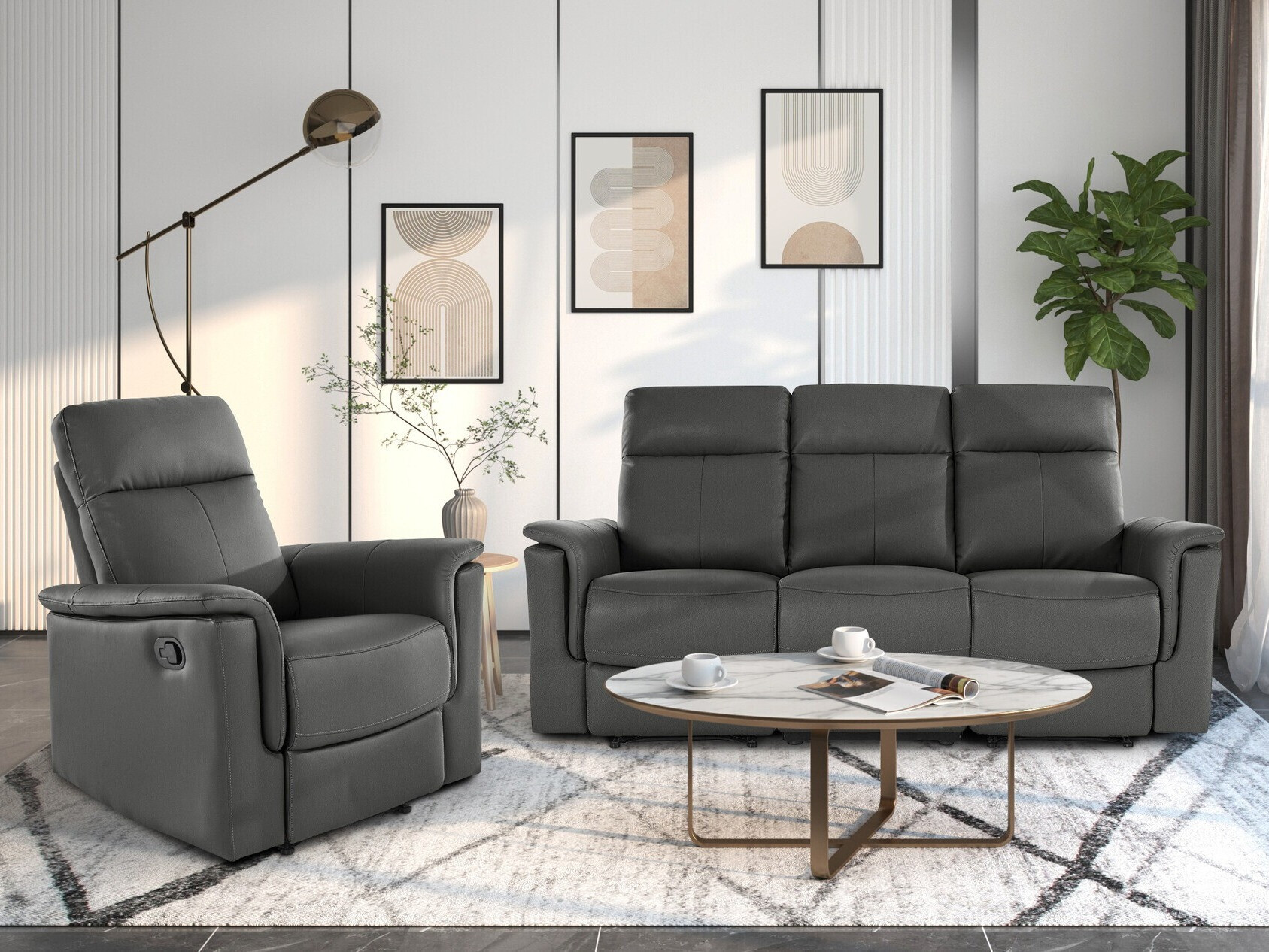 Реклайнер Denton 1372 (Сив)