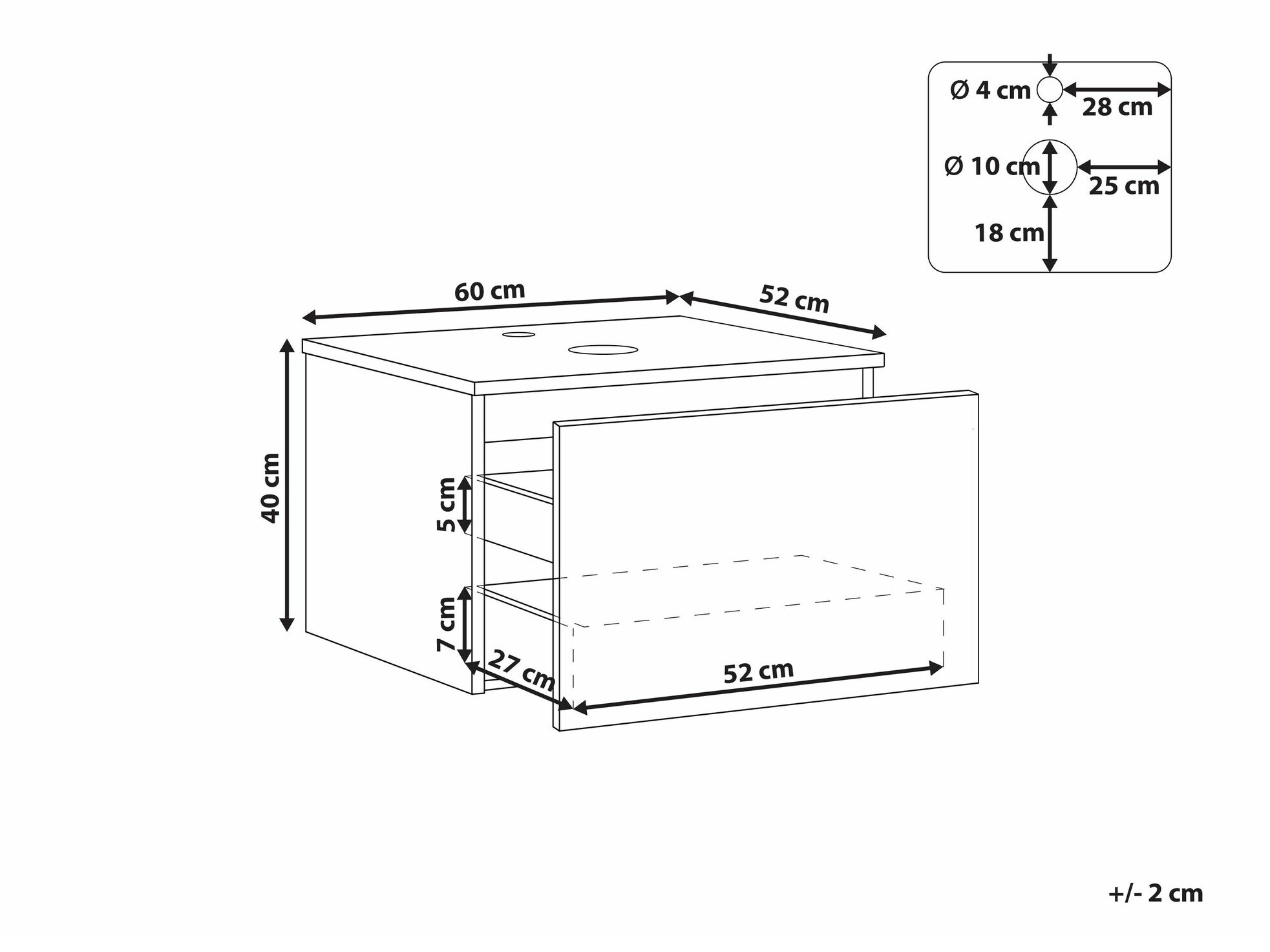 Окачен шкаф за мивка Berwyn 2253 (Бял)