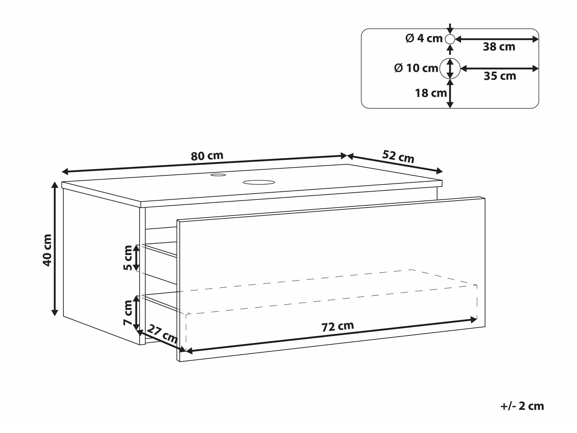 Окачен шкаф за мивка Berwyn 2254 (Черен)