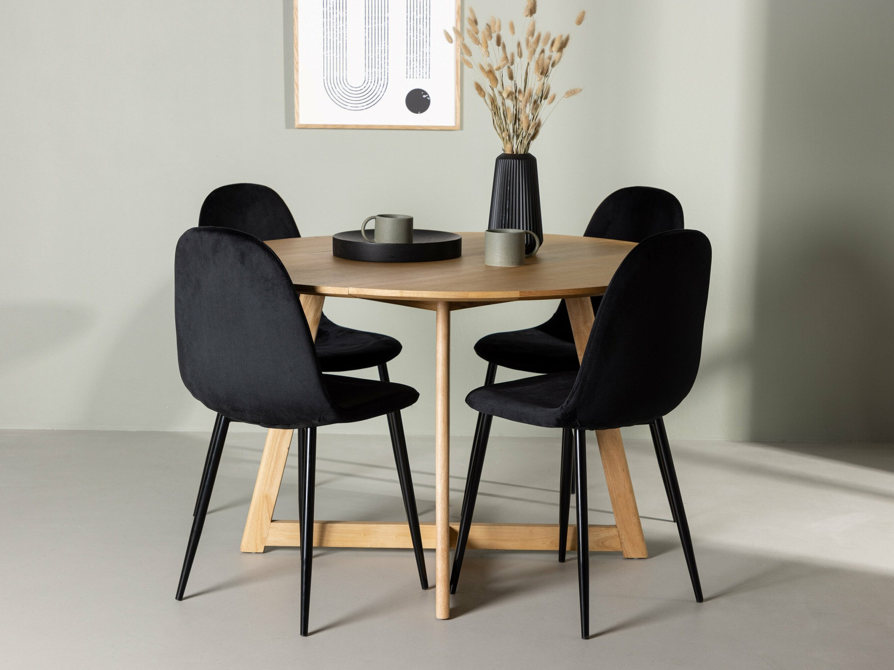 Маса и столове за трапезария Dallas 4580 (Черен)