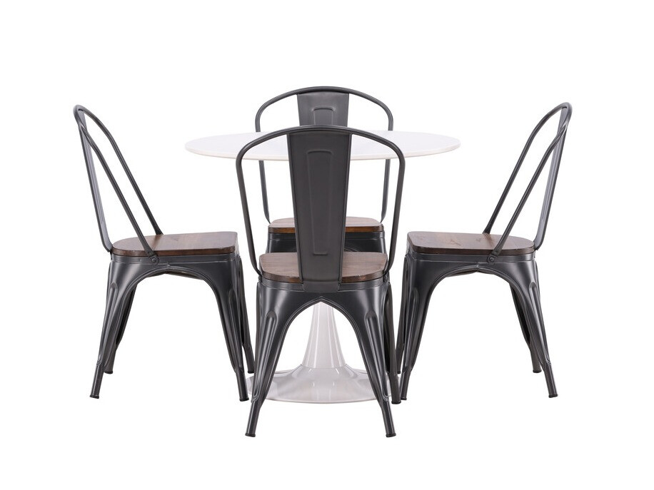 Маса и столове за трапезария Dallas 4589 (Черен + Орех)