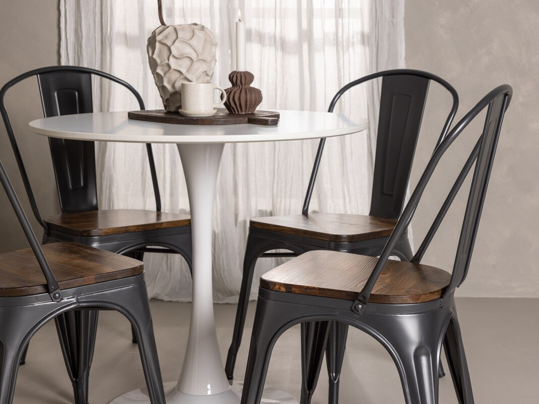 Маса и столове за трапезария Dallas 4589 (Черен + Орех)