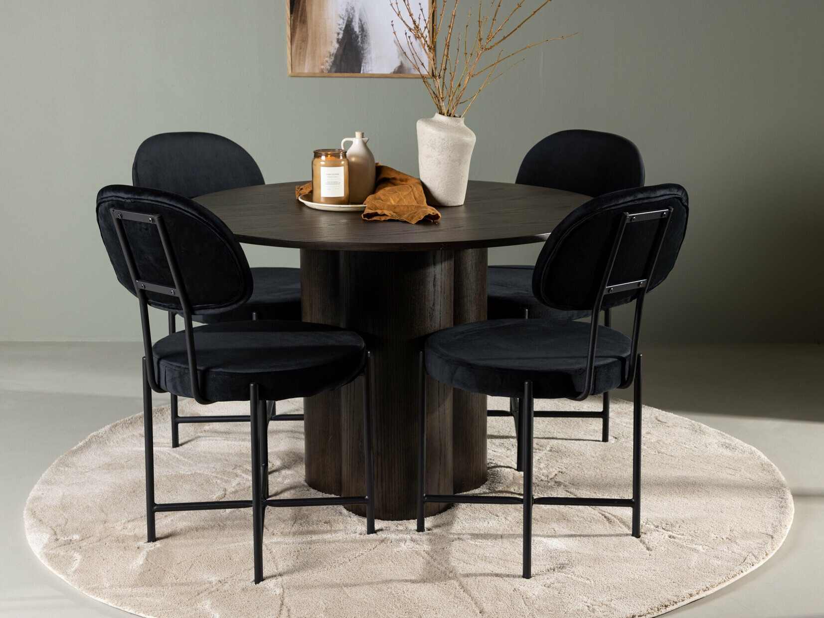 Маса и столове за трапезария Dallas 4605 (Тъмен орех)