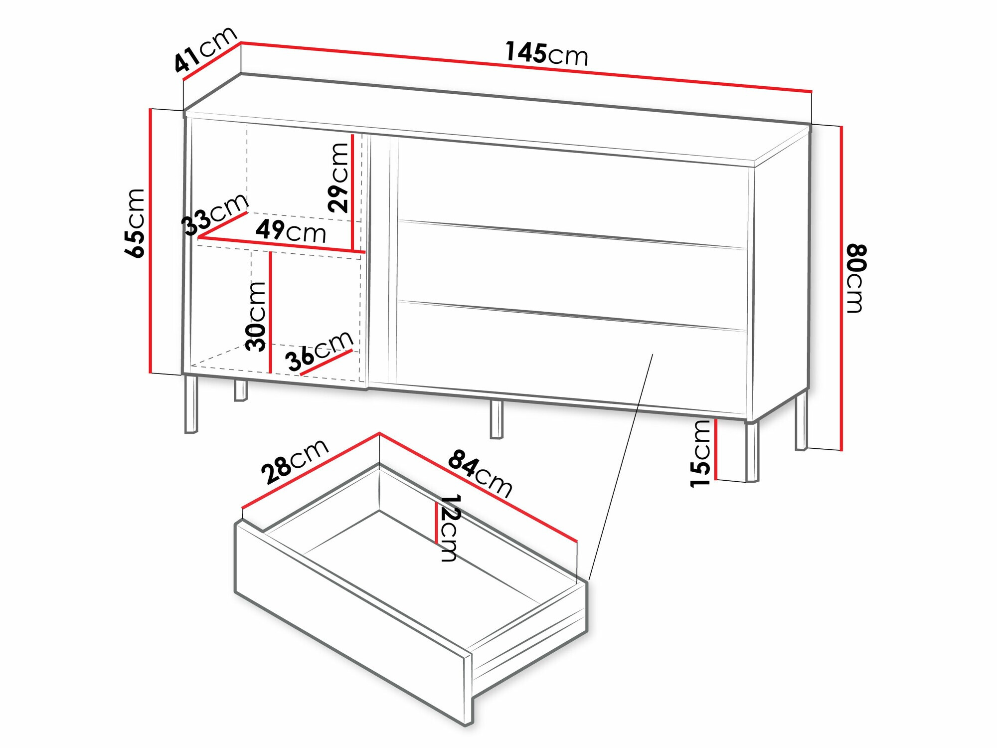 Скрин Lumiri 102 (Дъб + Черен)