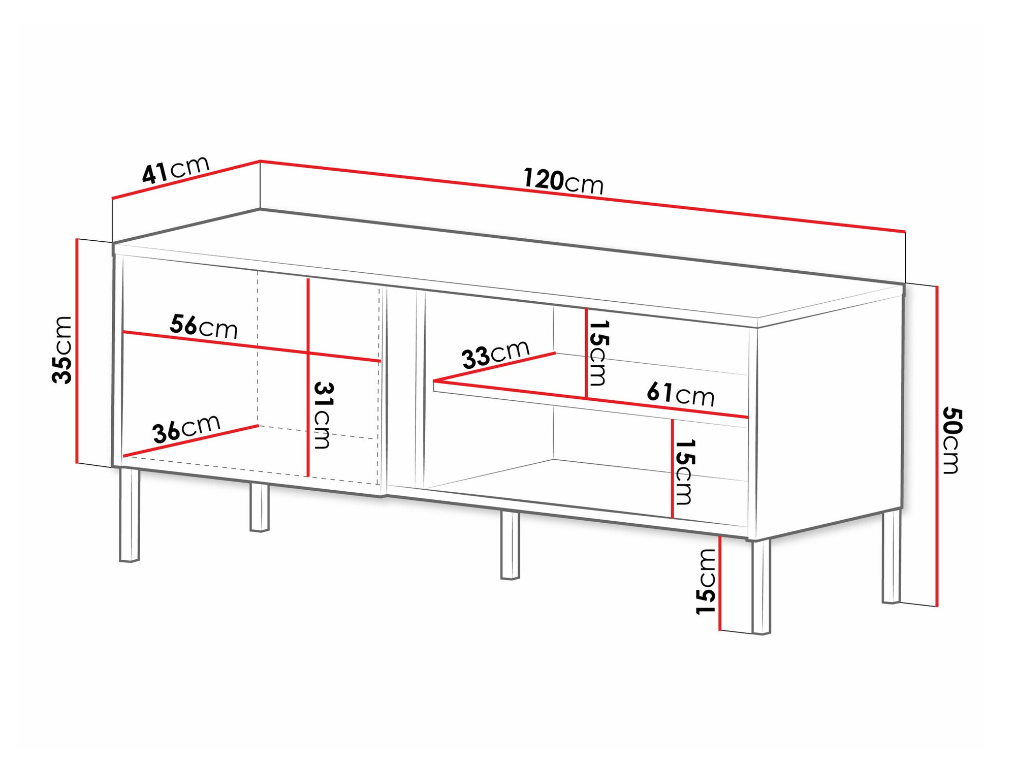 ТВ шкаф Lumiri 106 (Дъб + Черен)