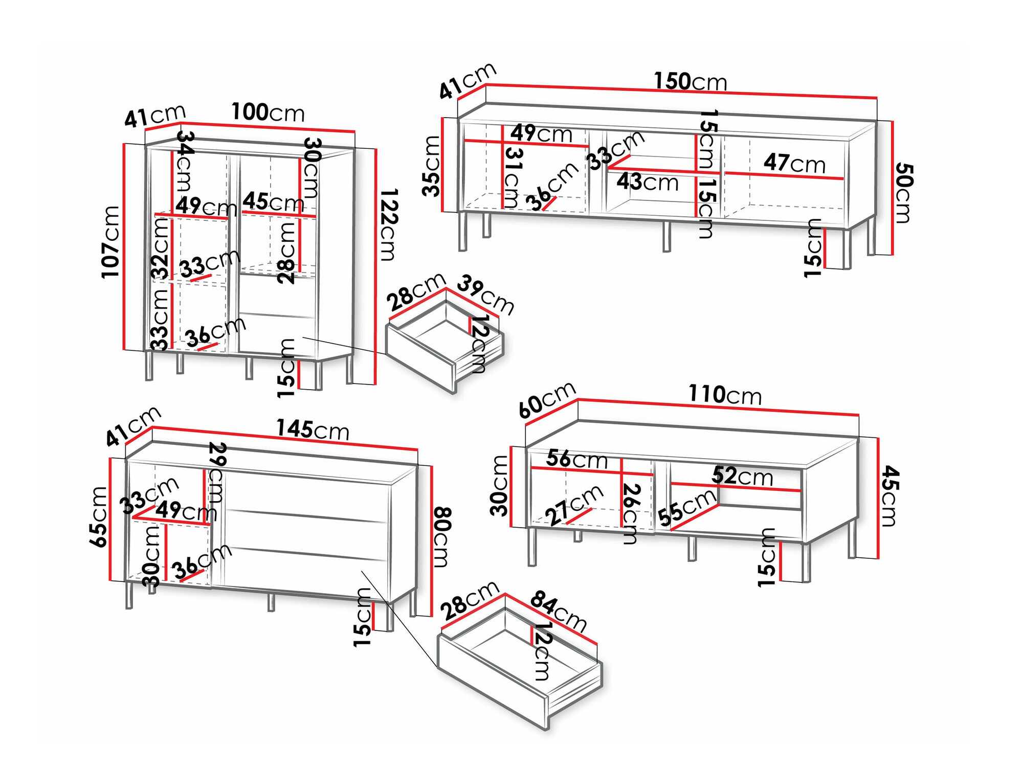 Комплект за хол Lumiri 108 (Дъб + Черен)