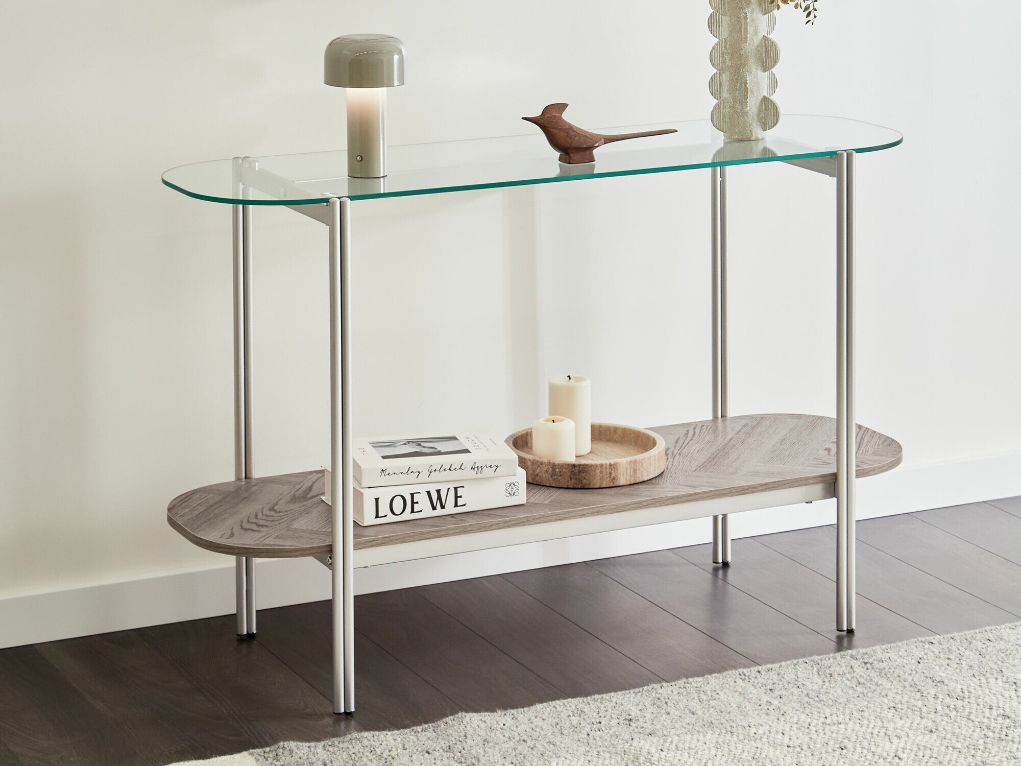 Конзолна маса Berwyn 2278 (Сребро + Ярък дърво)