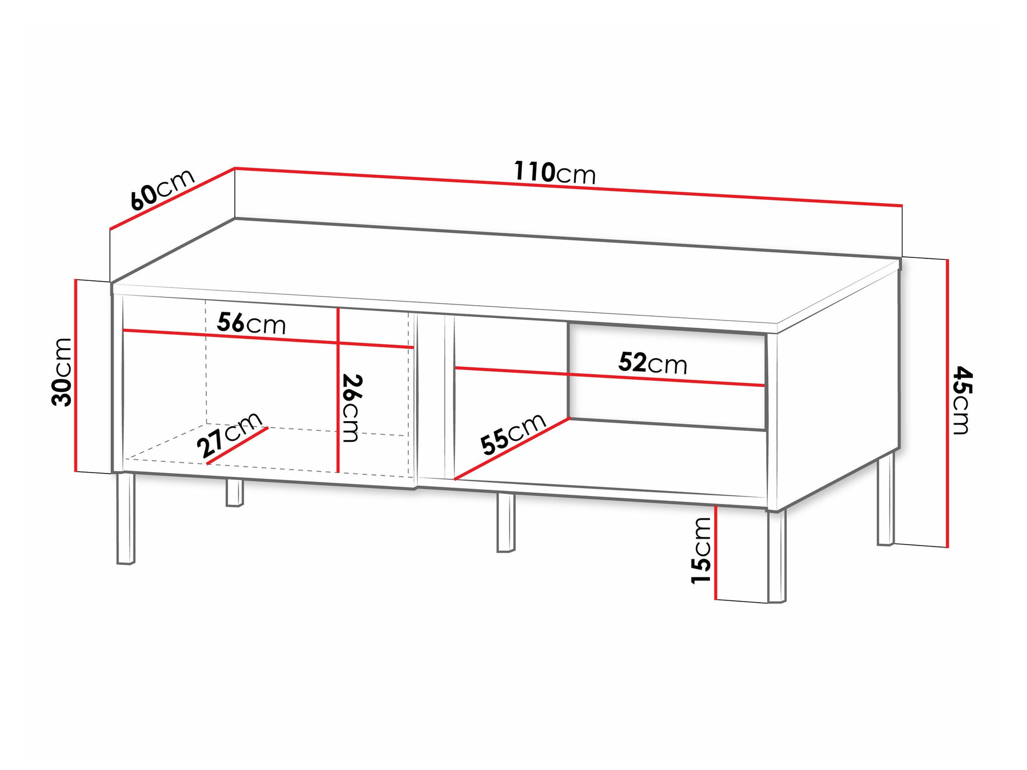 Масичка за кафе Lumiri 107 (Дъб + Черен)