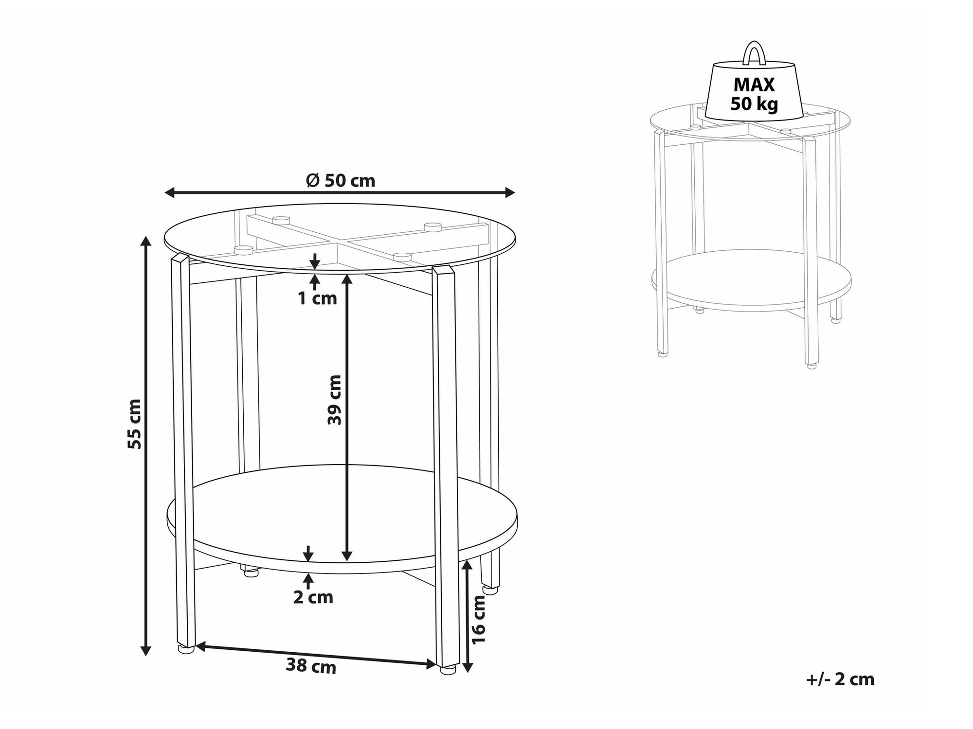 Помощна масичка Berwyn 2277 (Златно + Ярък дърво)