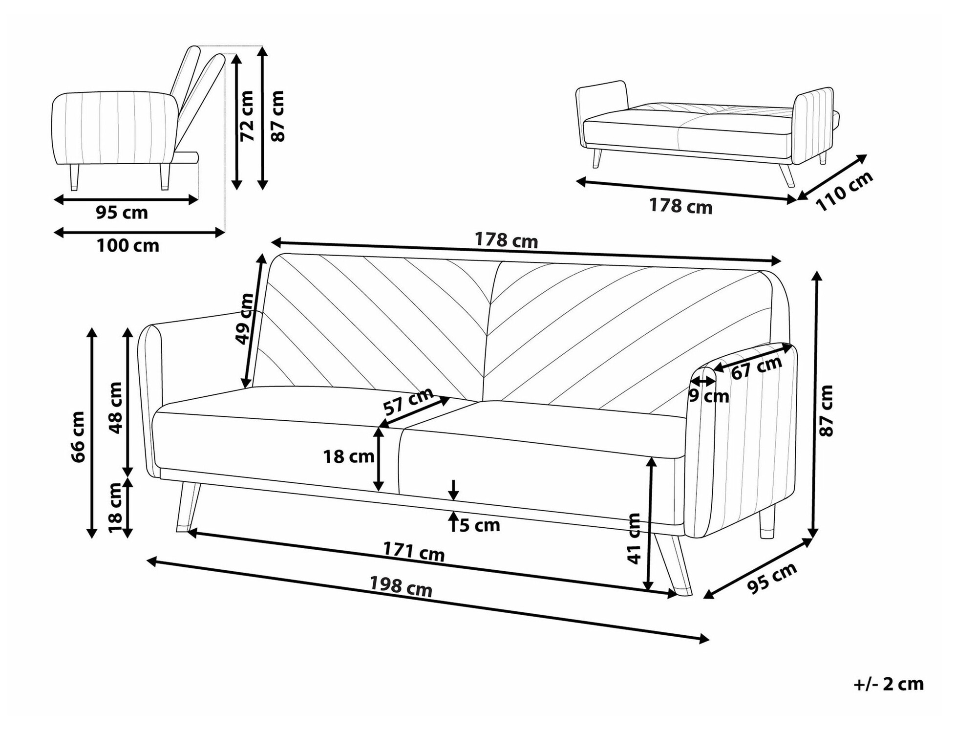Разтегателен диван Berwyn 2283 (Бежов)