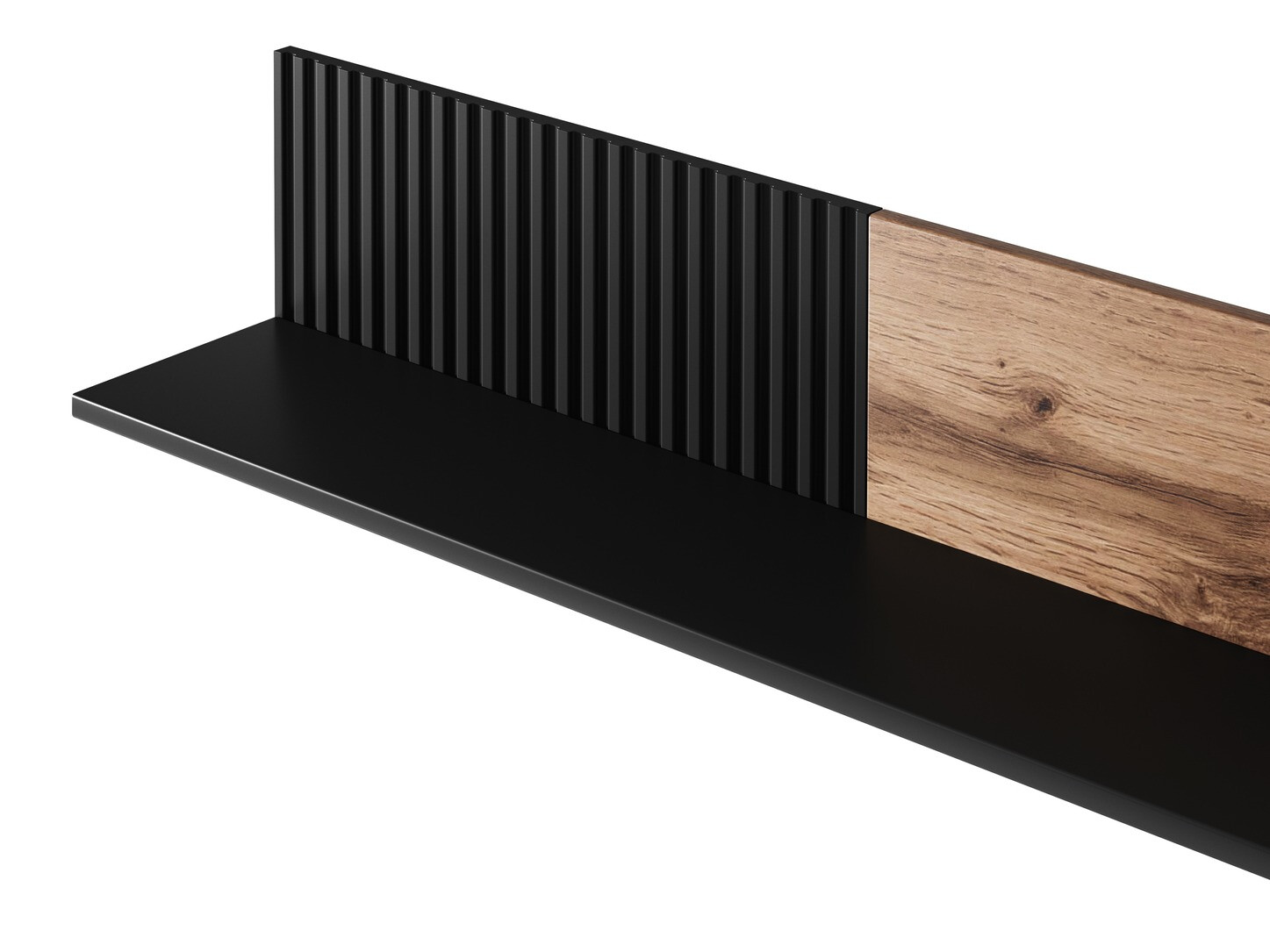 Стенна етажерка Luelia 117 (Черен + Дъб уотан)