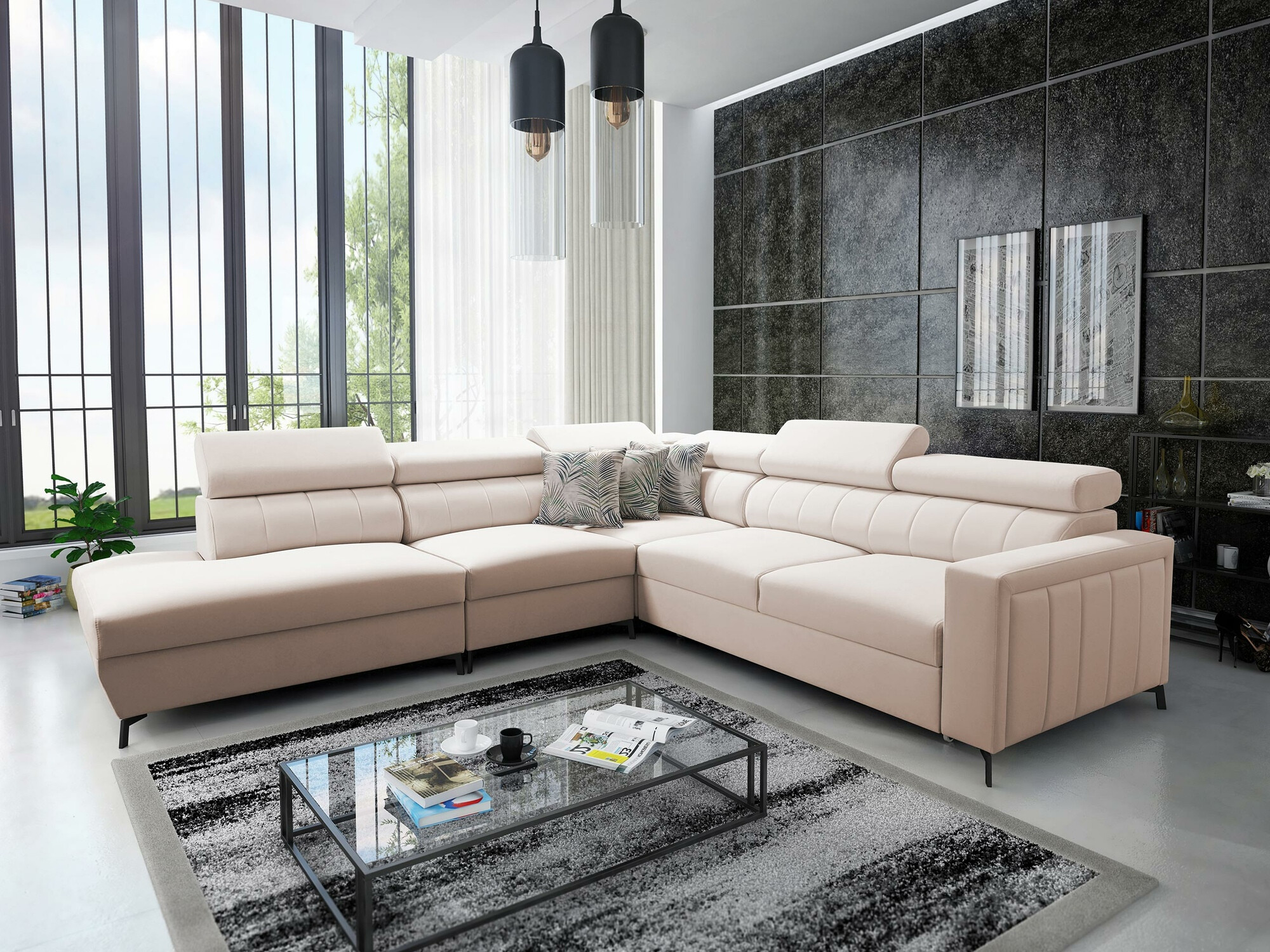 Ъглов диван Sarasota 156 (Mono 231 + Botanical 36)