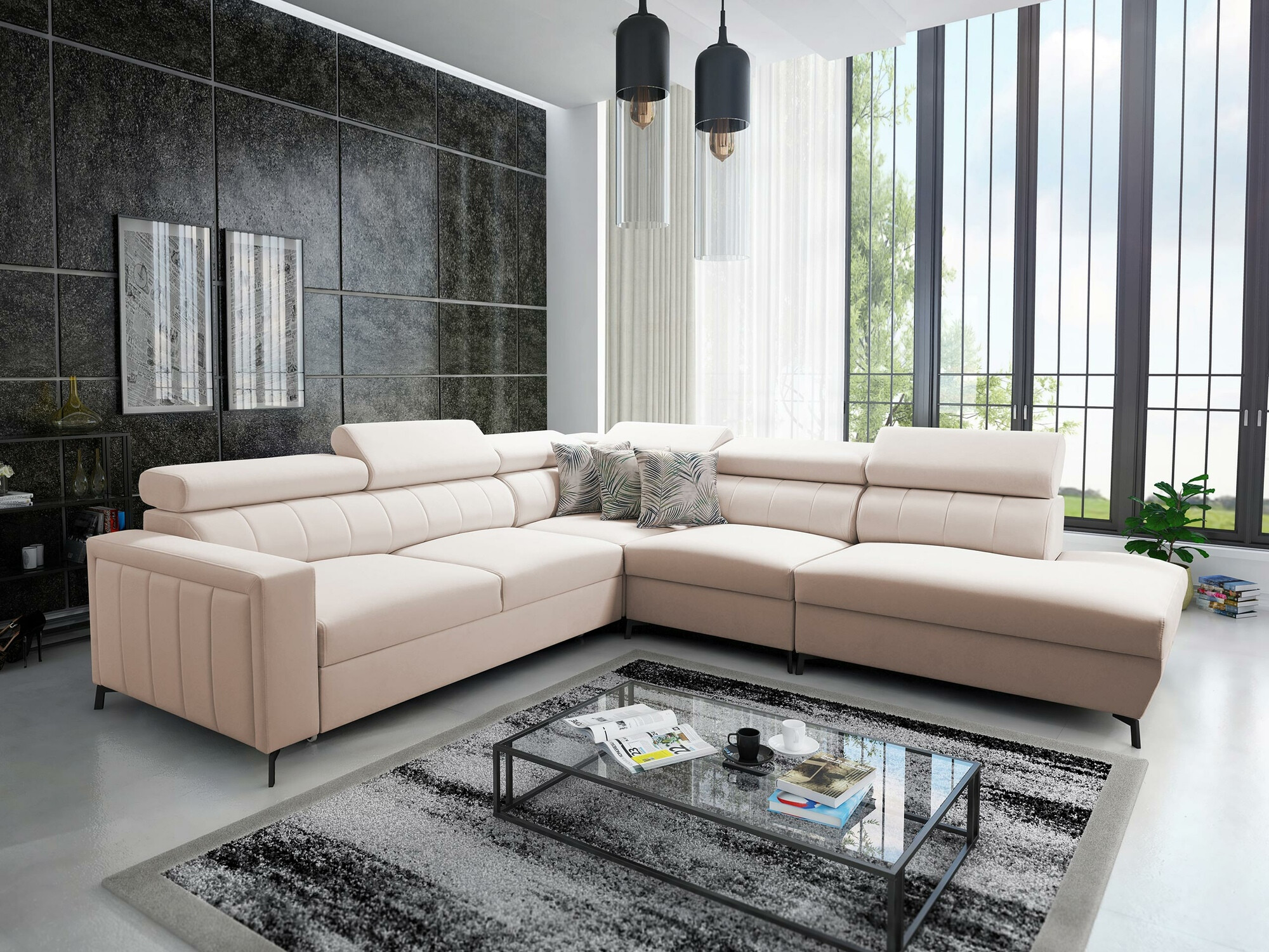 Ъглов диван Sarasota 156 (Mono 231 + Botanical 36)