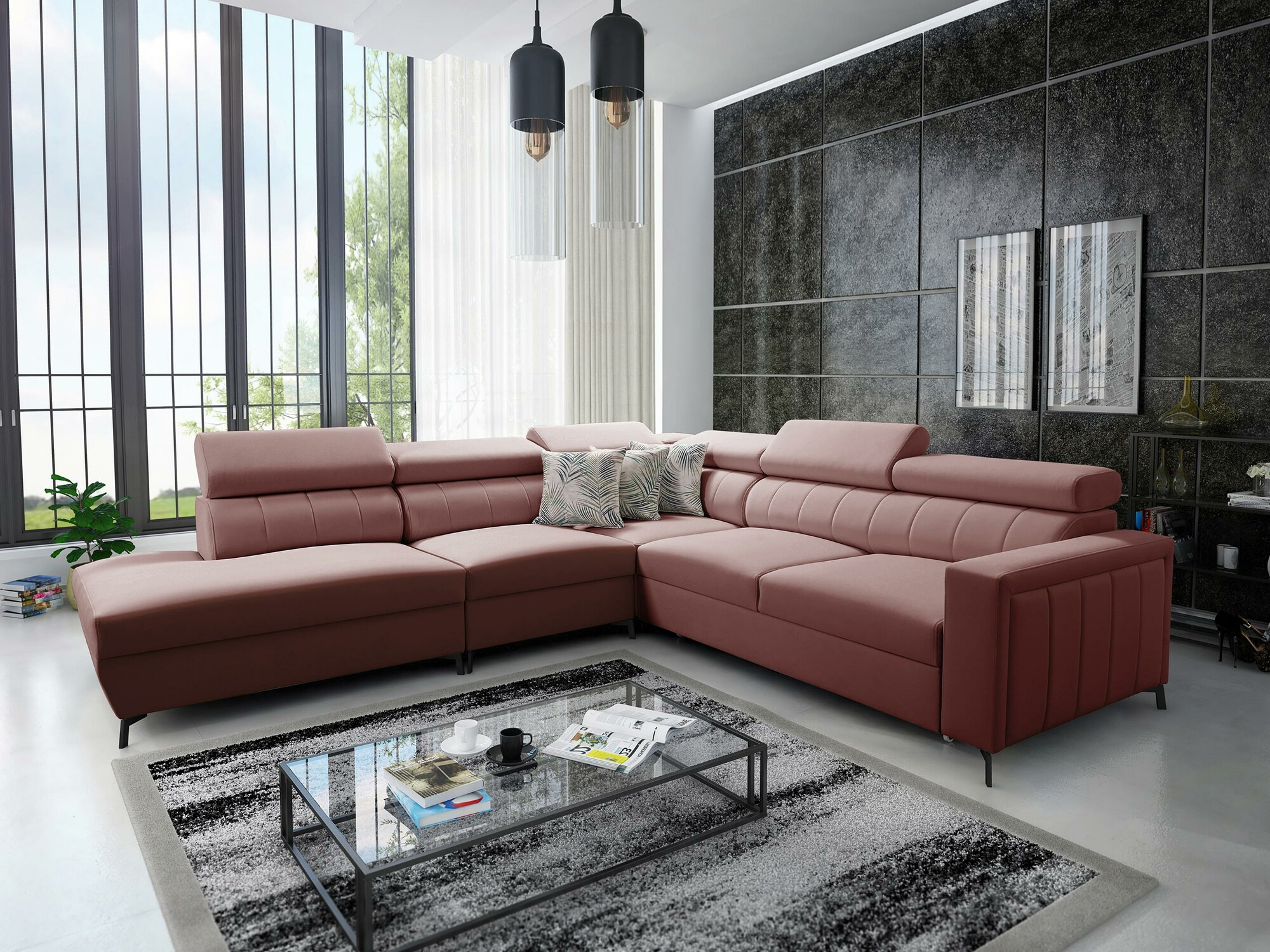 Ъглов диван Sarasota 156 (Mono 235 + Botanical 36)