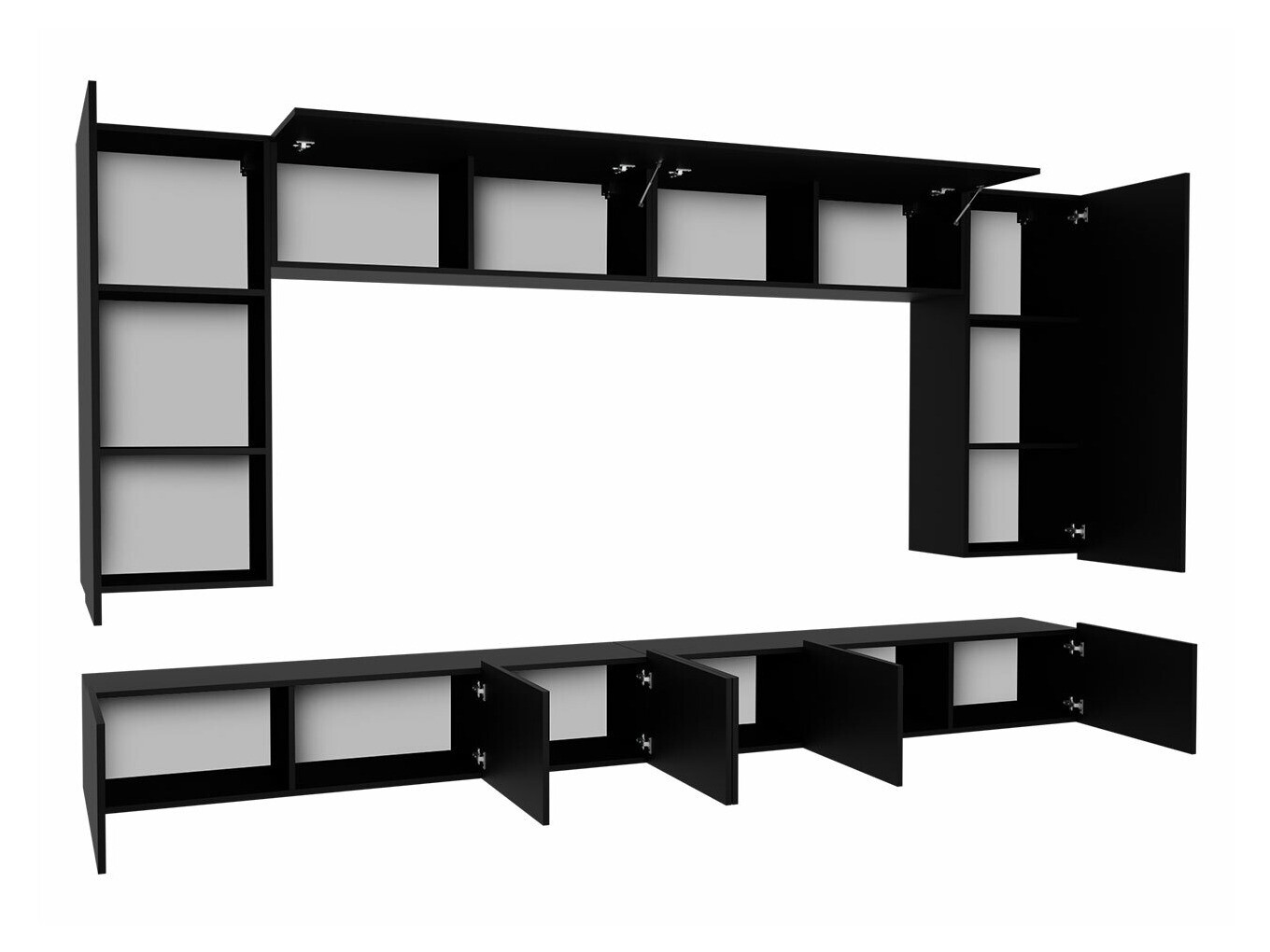 Комплект за хол Tivdalu 135 (Черен + Черен гланц)