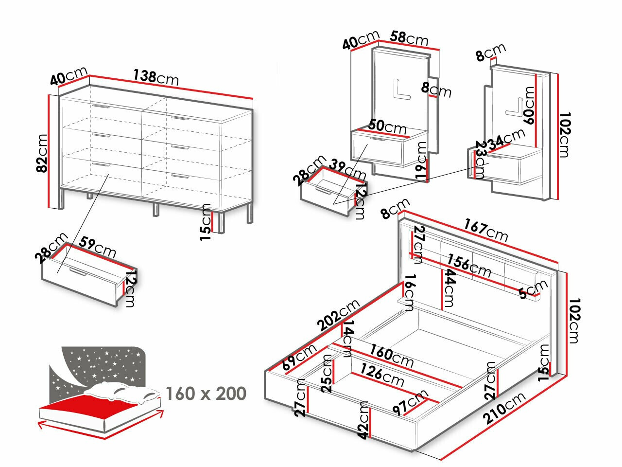 Комплект за спалня Flodale 104