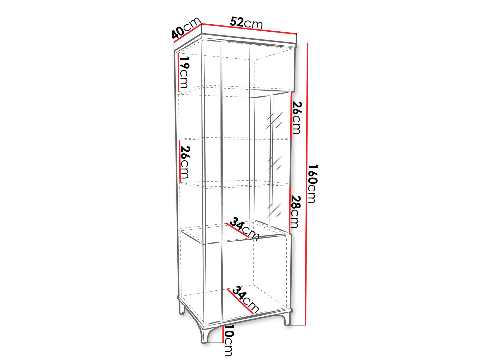 Етажерка Florem (Бял + Бял гланц + Ярък дърво)