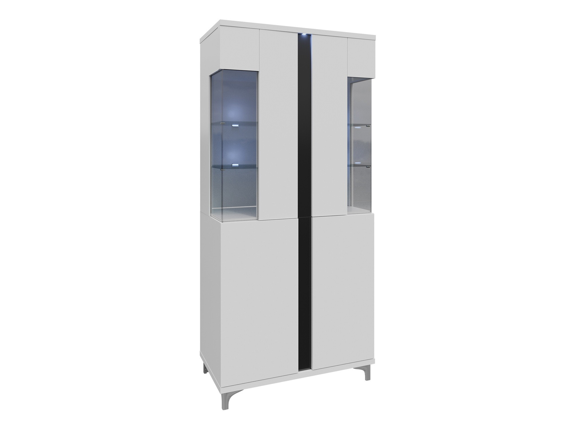 Етажерка Florem IV (Бял + Бял гланц + Черен гланц)