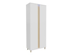 Гардероб Livseri 114 (Бял + Бял гланц + Ярък дърво)