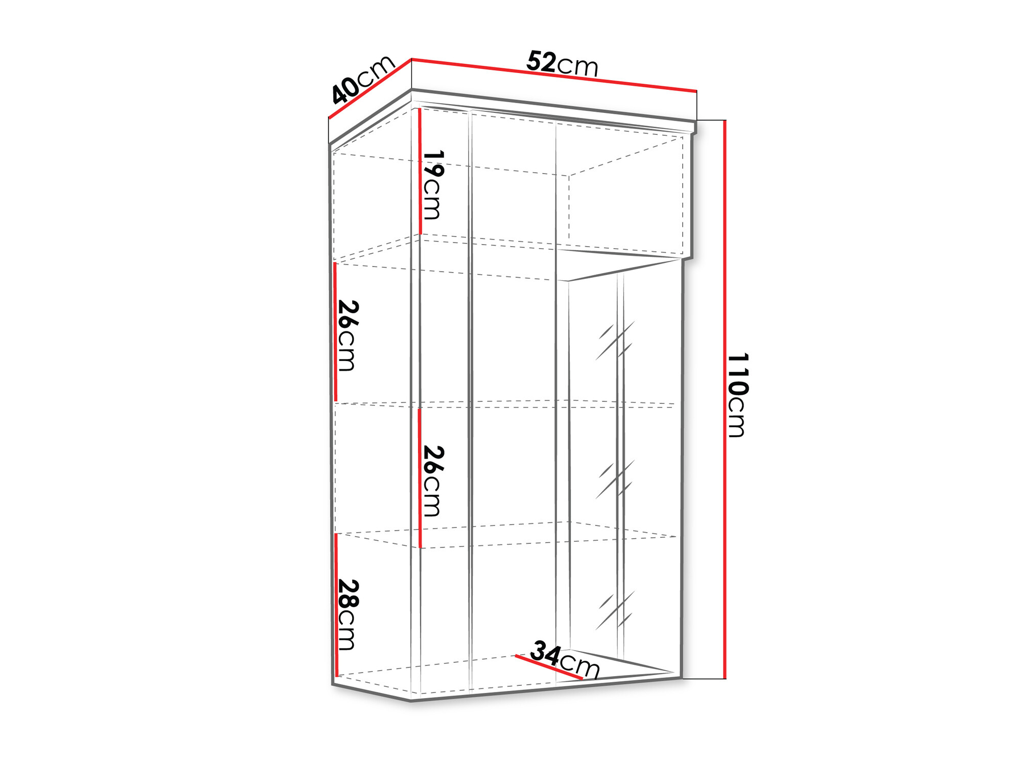 Окачен шкаф Florem (Бял + Бял гланц + Ярък дърво)