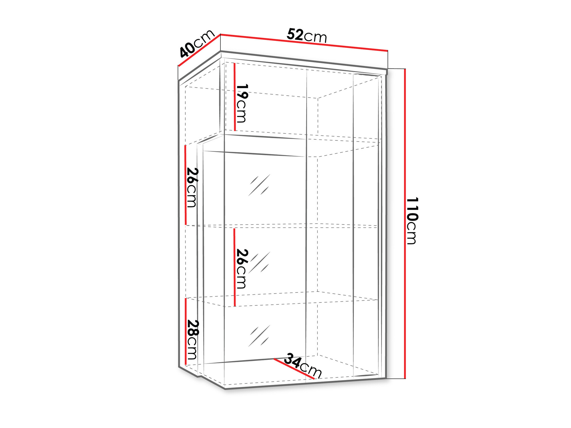 Окачен шкаф Florem I (Бял + Бял гланц + Ярък дърво)
