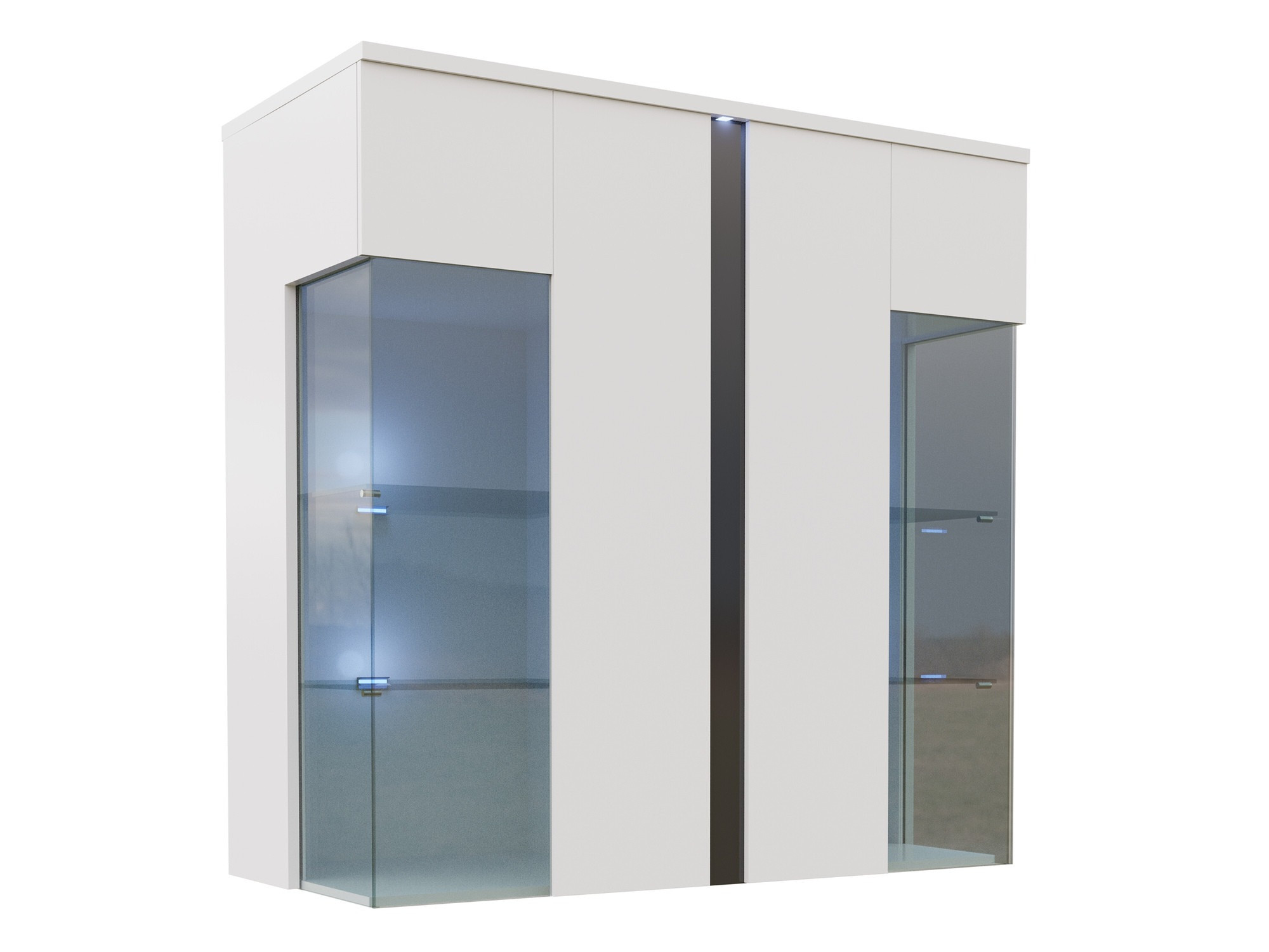 Шкаф Florem III (Бял + Бял гланц + Черен гланц)