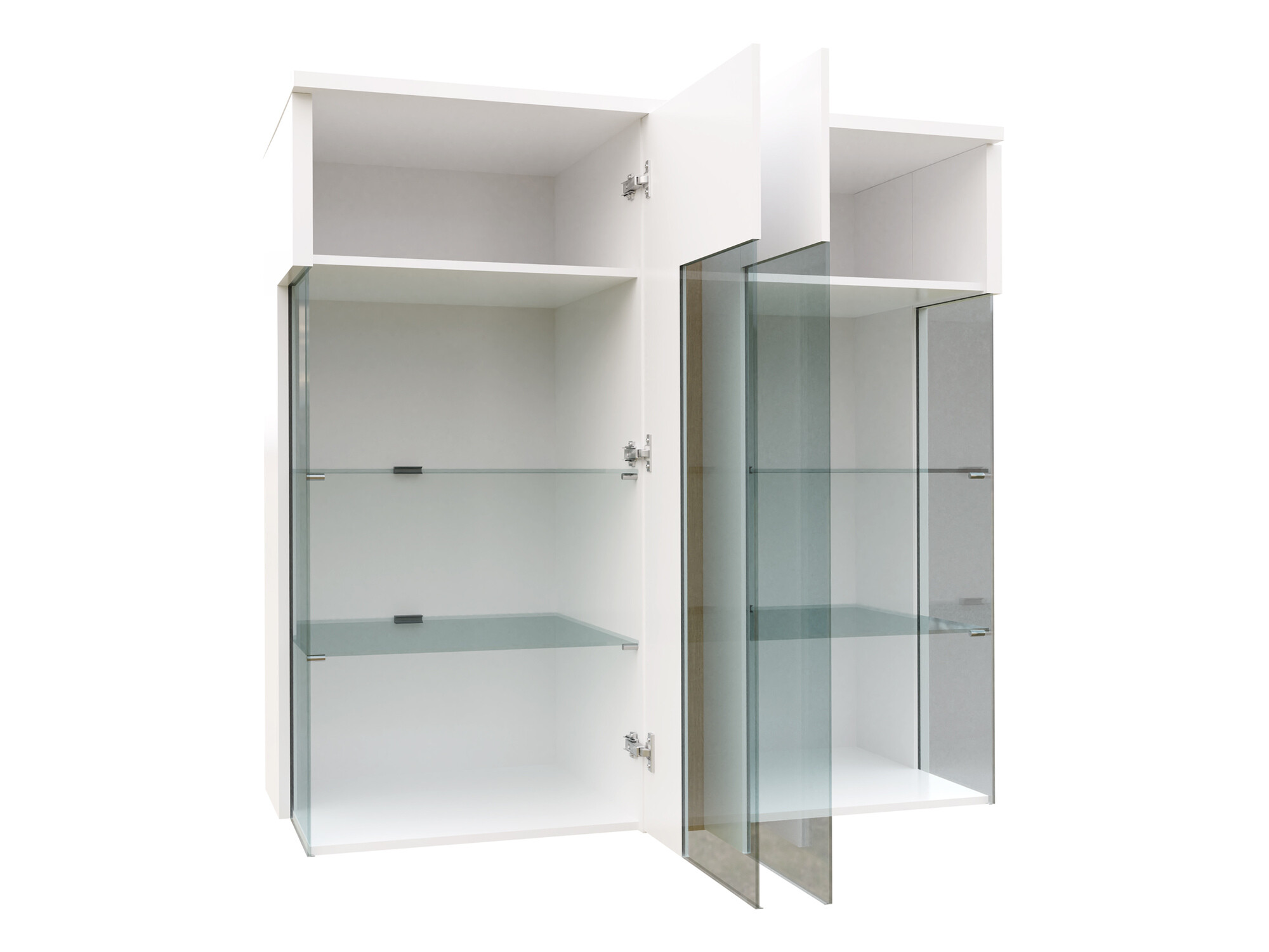 Шкаф Florem III (Бял + Бял гланц + Ярък дърво)