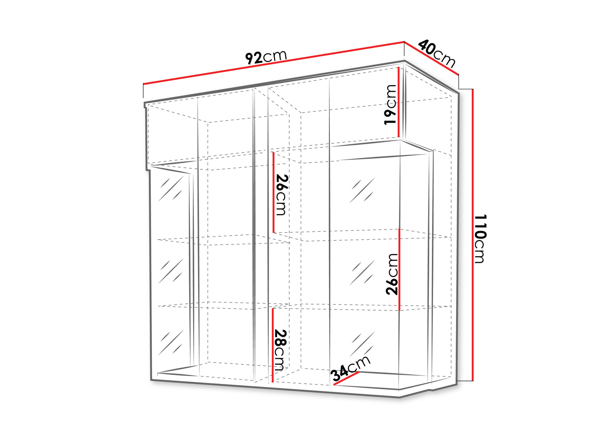 Шкаф Florem III (Бял + Бял гланц + Ярък дърво)