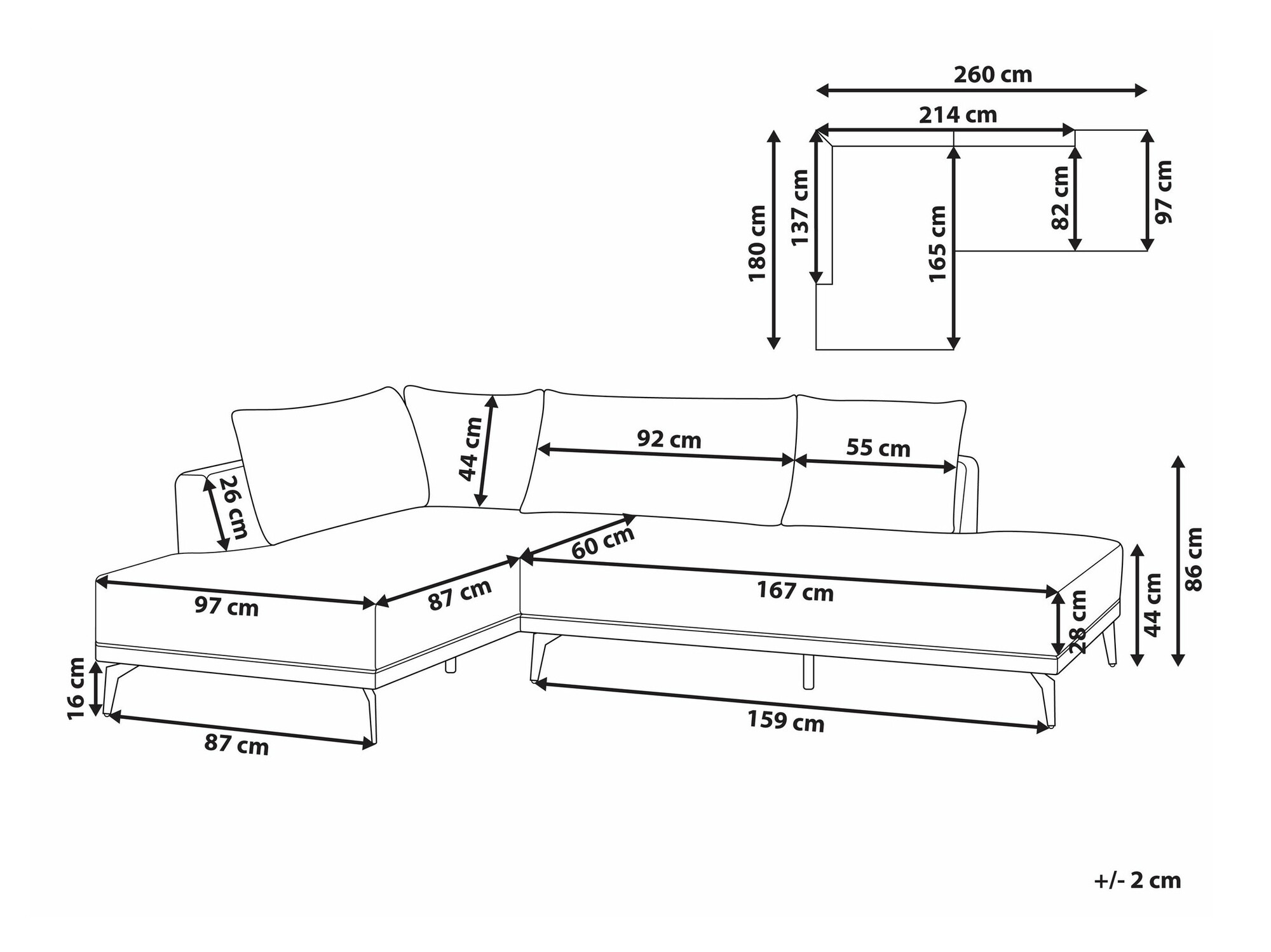 Модулен ъглов диван Berwyn 2326 (Бял)