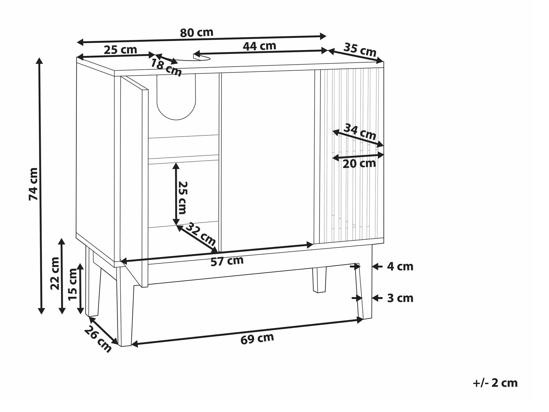 Стоящ шкаф за баня за мивка Berwyn 2340