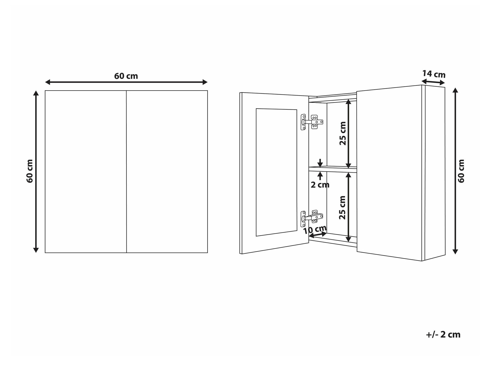 Шкаф за баня с огледало Berwyn 2349 (Черен)