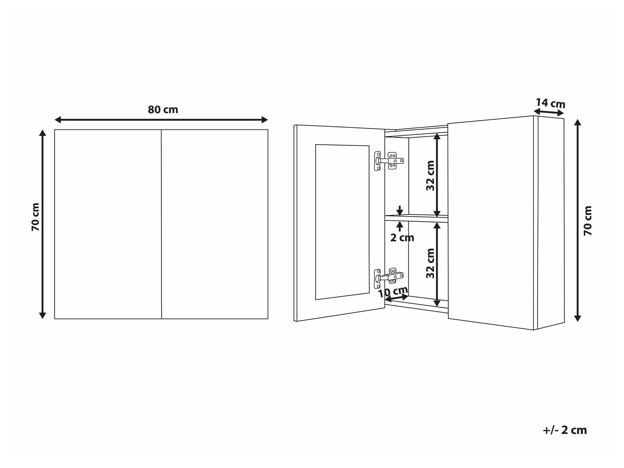 Шкаф за баня с огледало Berwyn 2350 (Бял)
