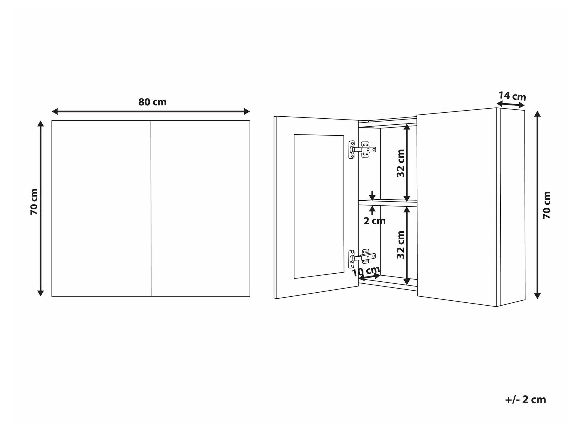 Шкаф за баня с огледало Berwyn 2350 (Черен)