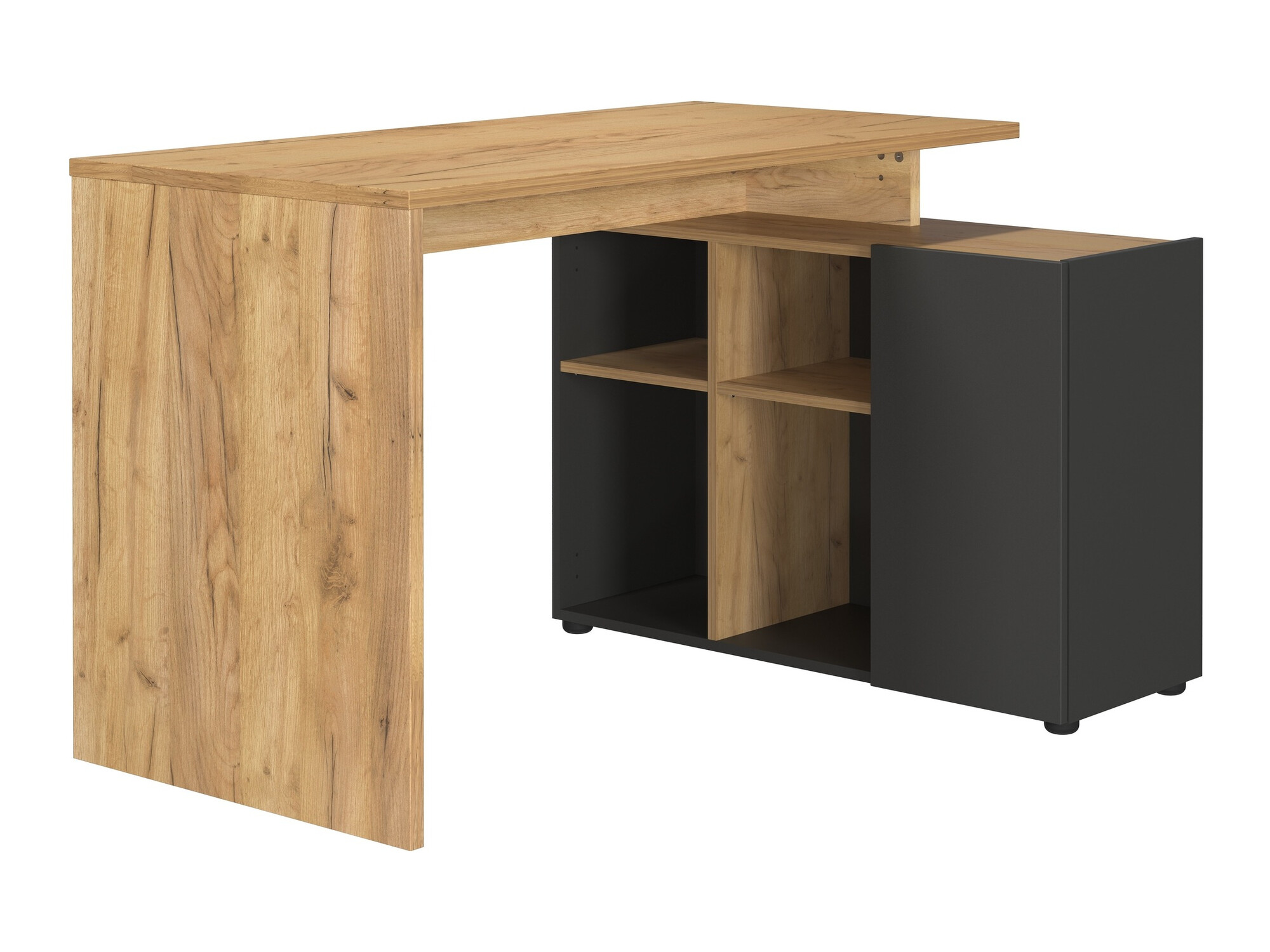 Ъглово офис бюро Evarsoa 101 (Графит + Navarra дъб)