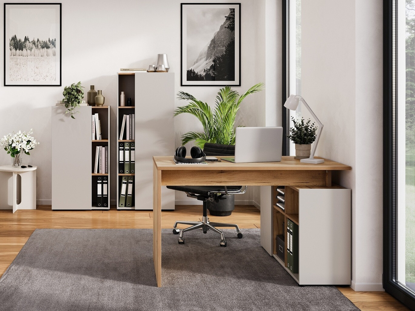 Комплект за домашен офис Evarsoa 105 (Кашмир + Navarra дъб)