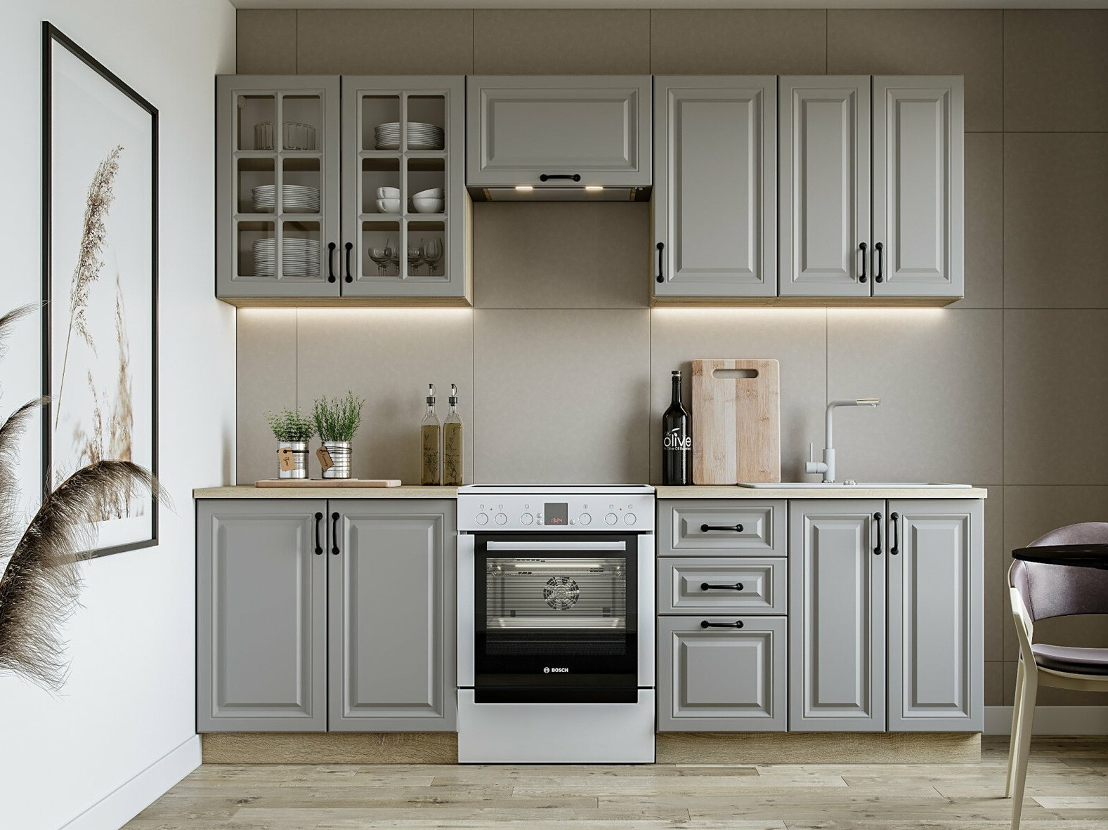 Комплект за кухня Houston 1877 (Сив)