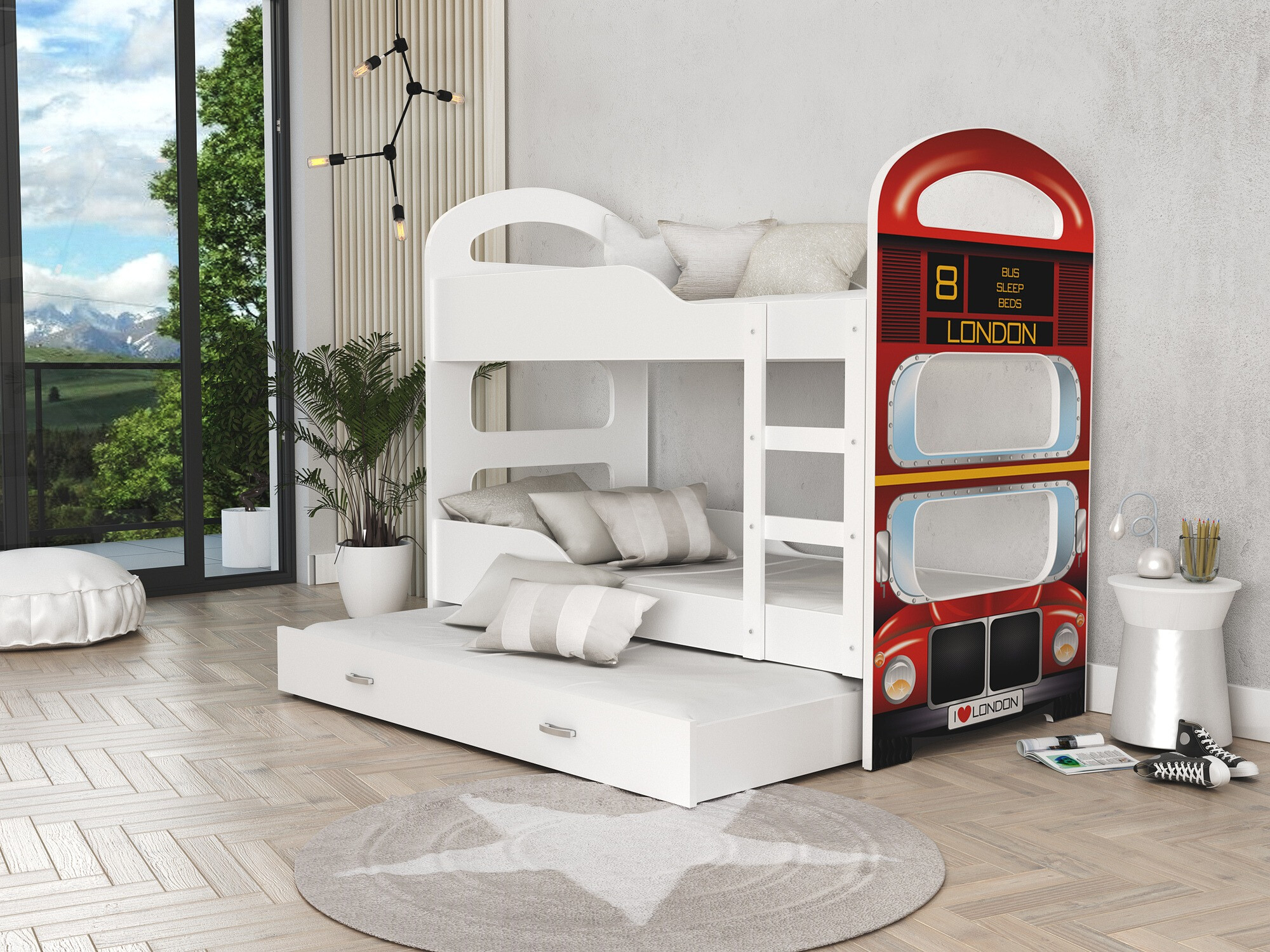 Двуетажно легло Aurora 116 (Бял + Червен)