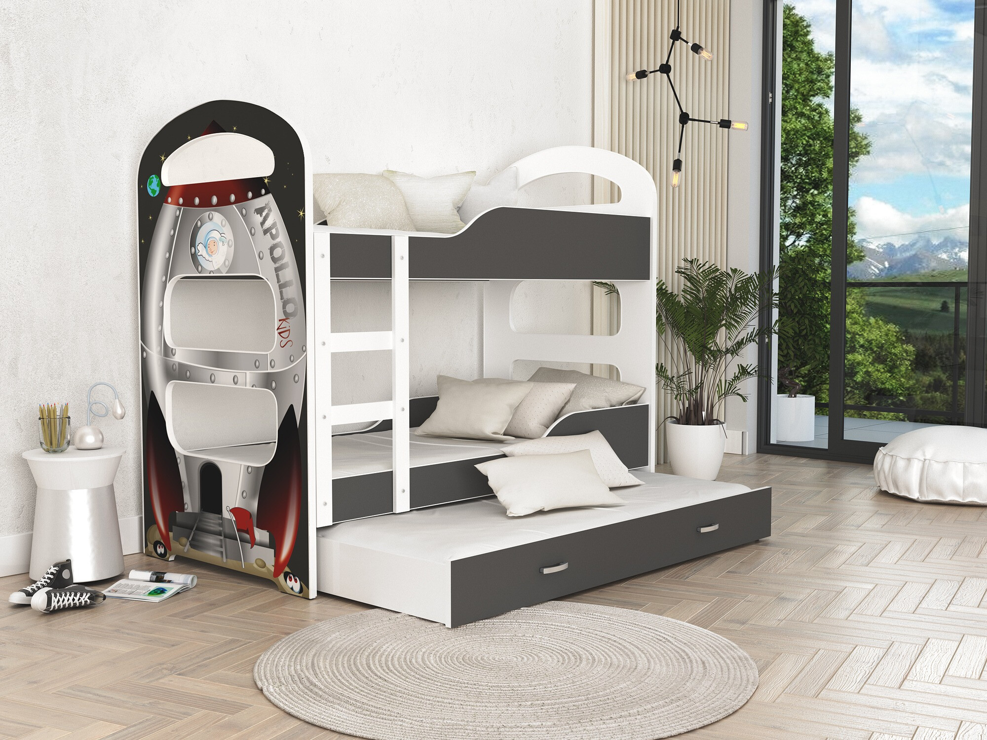 Двуетажно легло Aurora 116 (Бял + Сив)