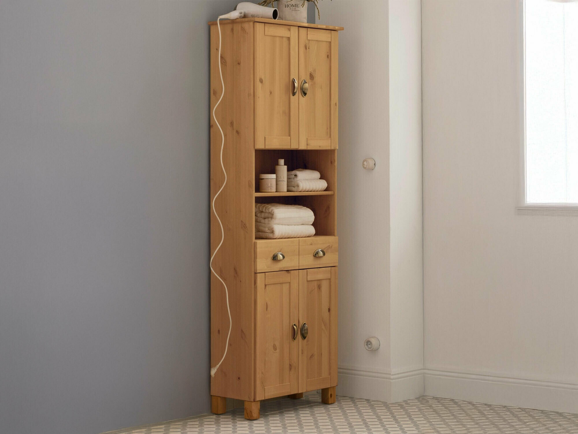 Стоящ шкаф за баня Serelbu 106 (Светлокафяво)