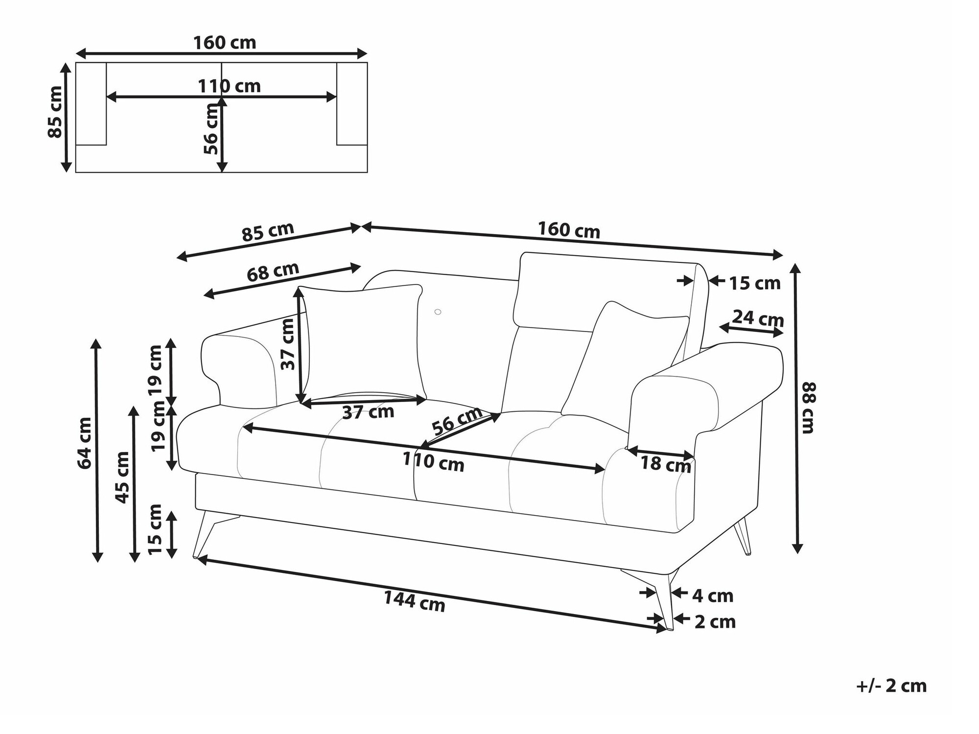 Диван Berwyn 2371 (Бял)