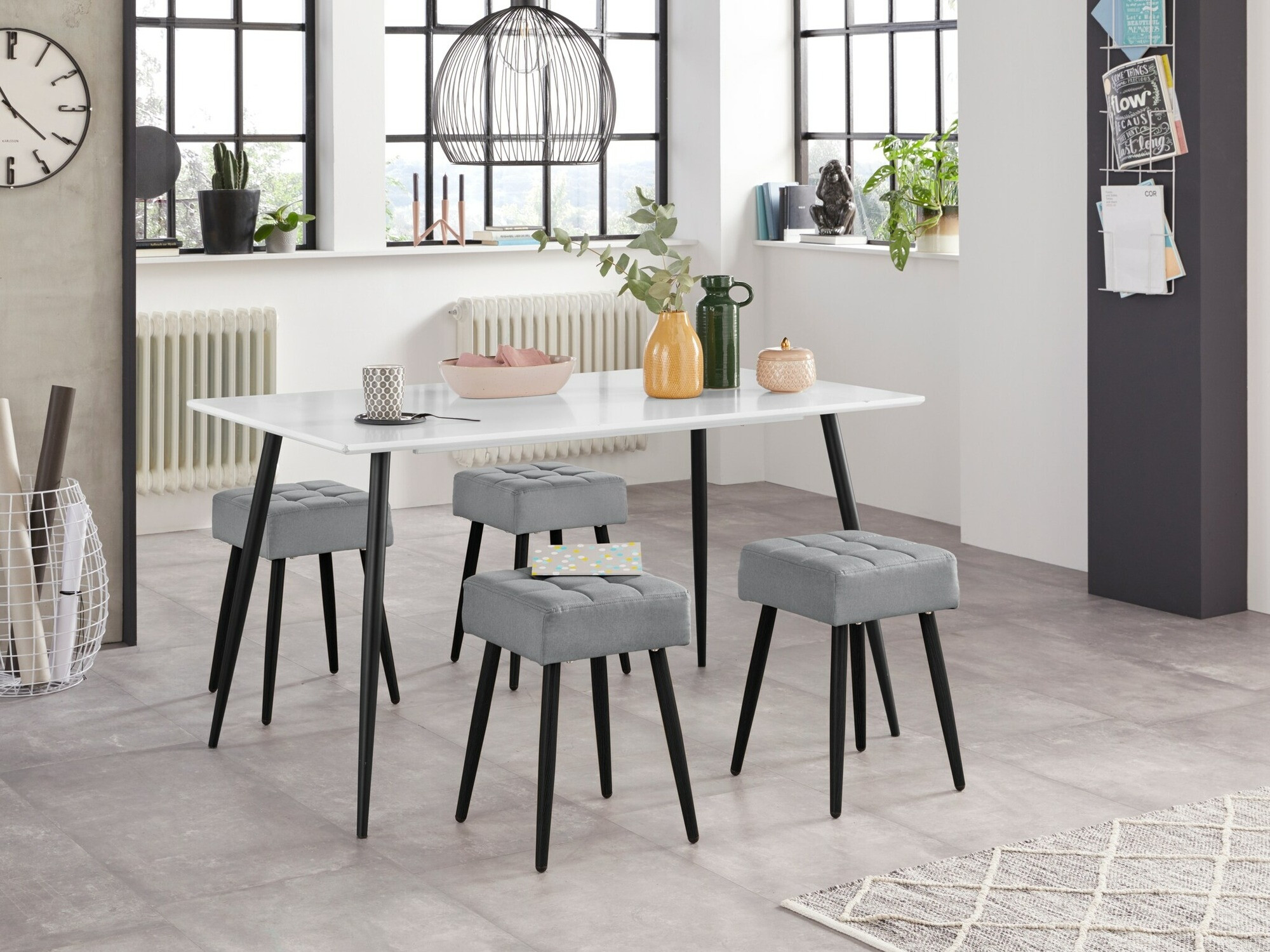 Табуретка Denton 1296 (Светло сив + Черен)