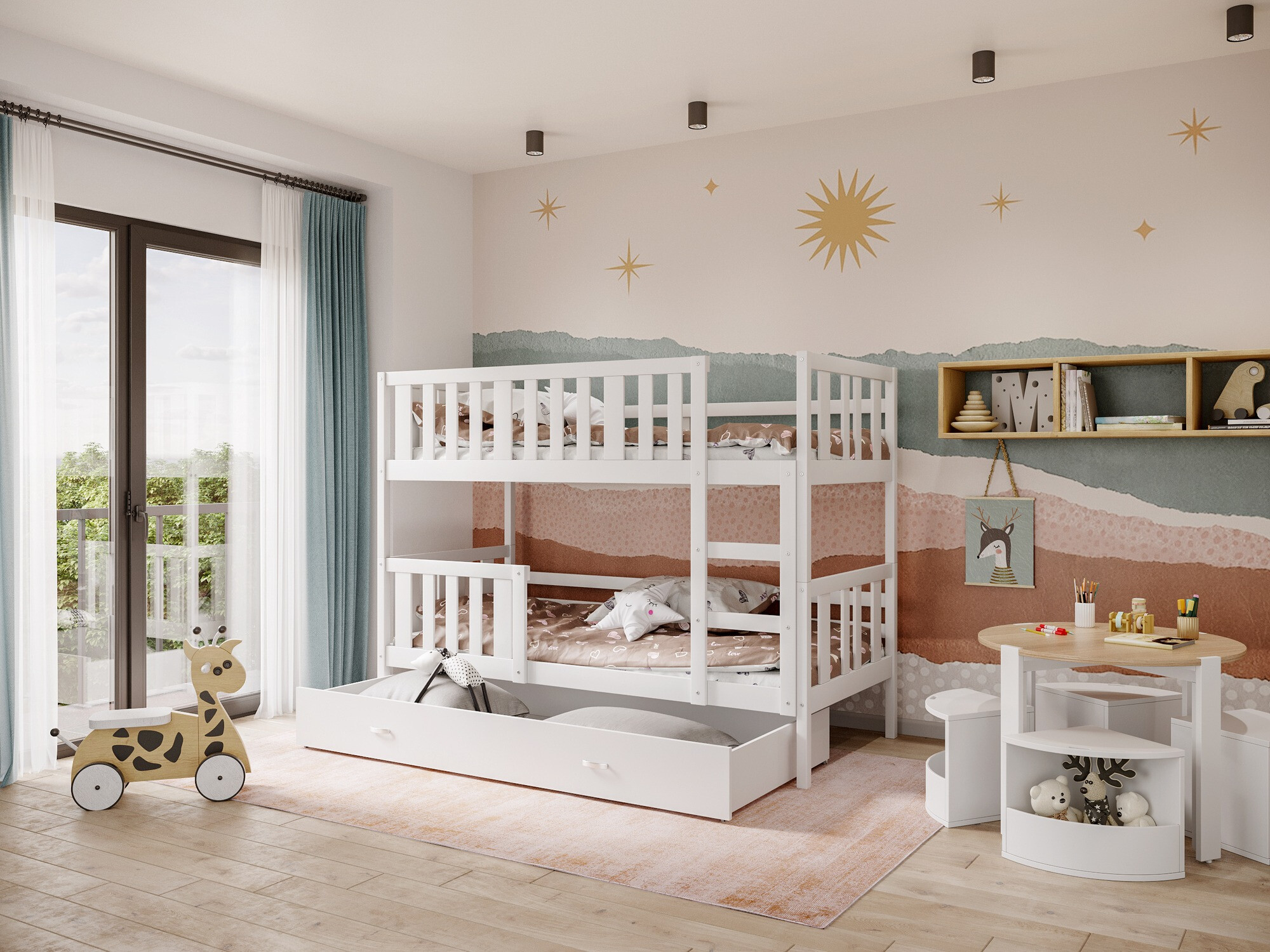 Двуетажно легло Aurora 147 (Бял)