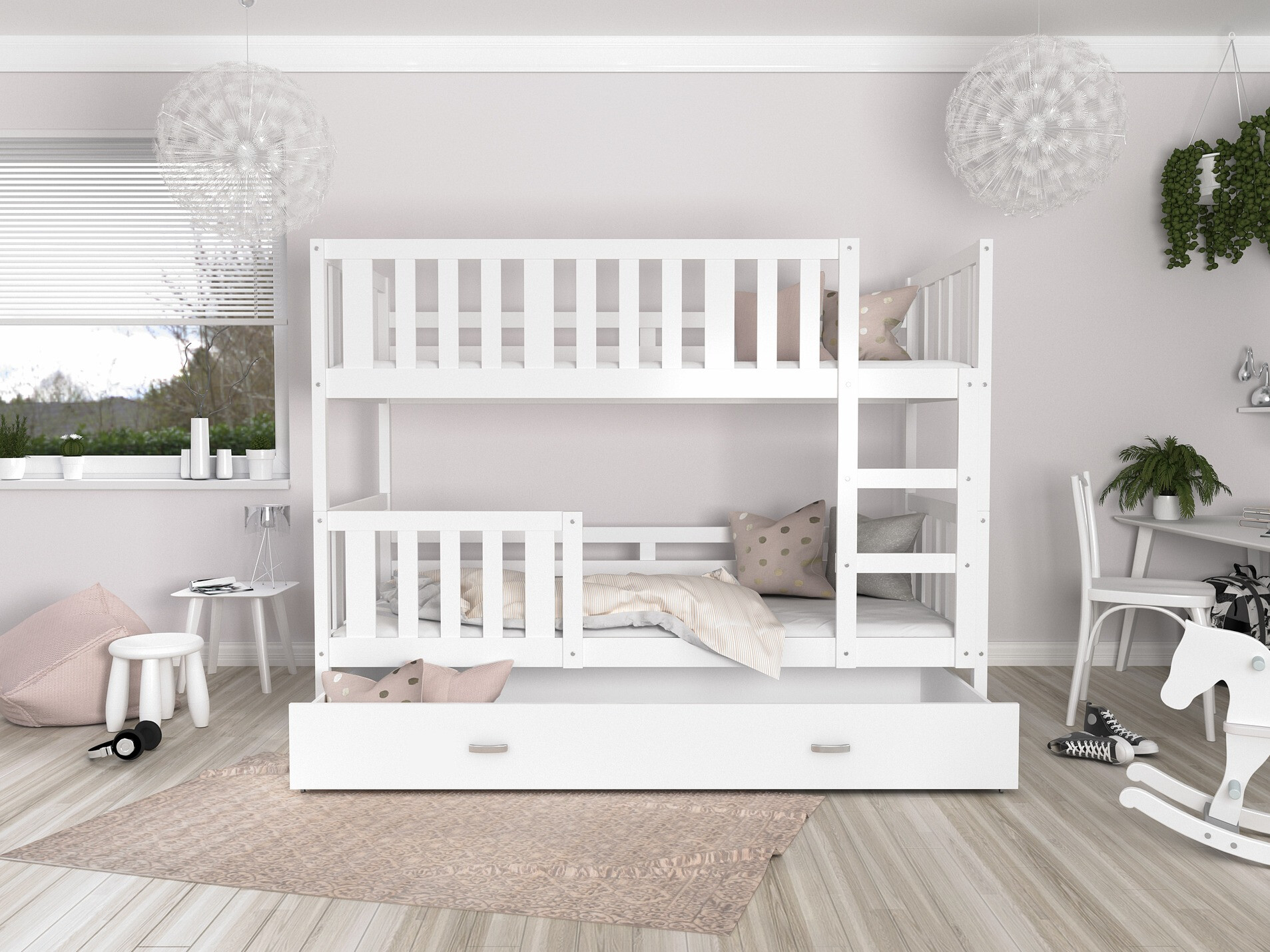 Двуетажно легло Aurora 147 (Бял)