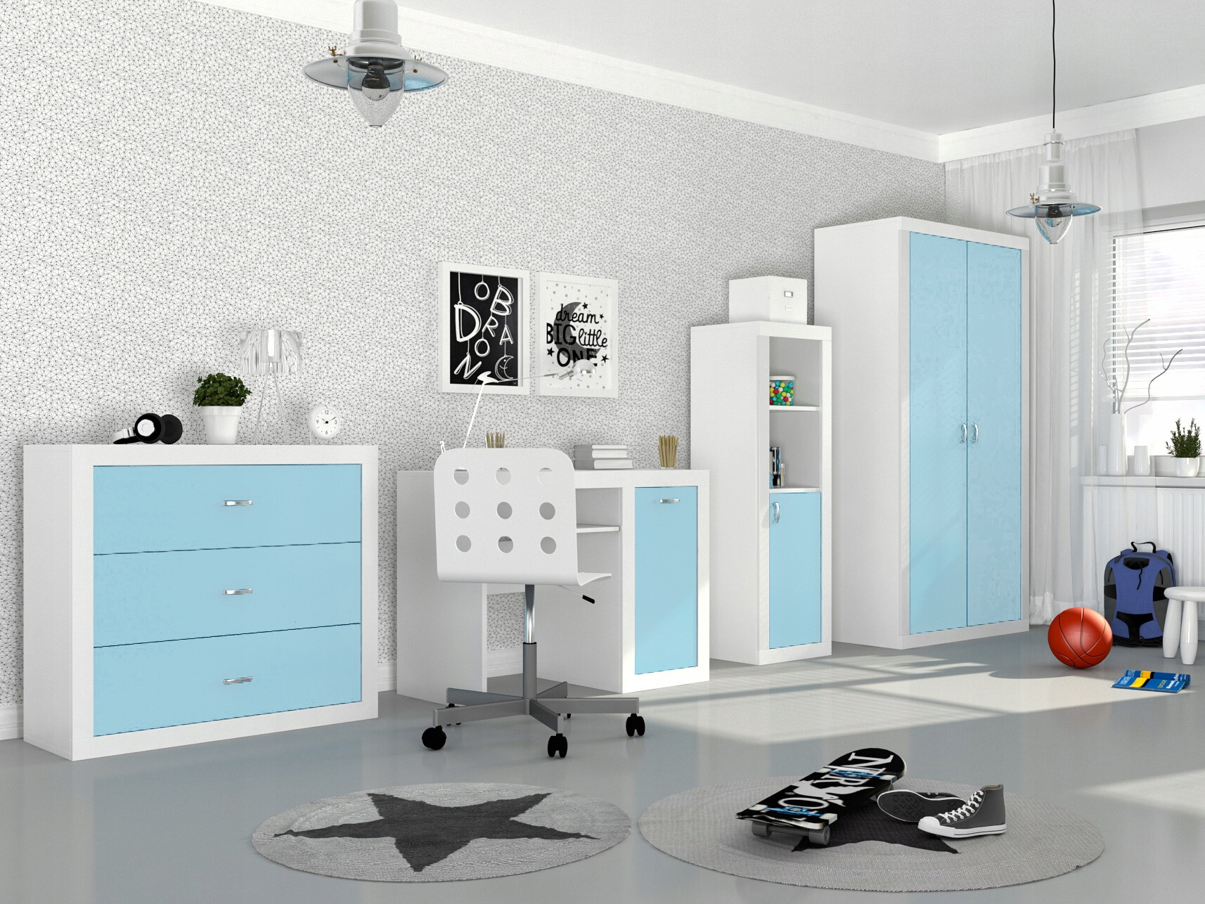 Етажерка Tentive 105 (Бял + Син)