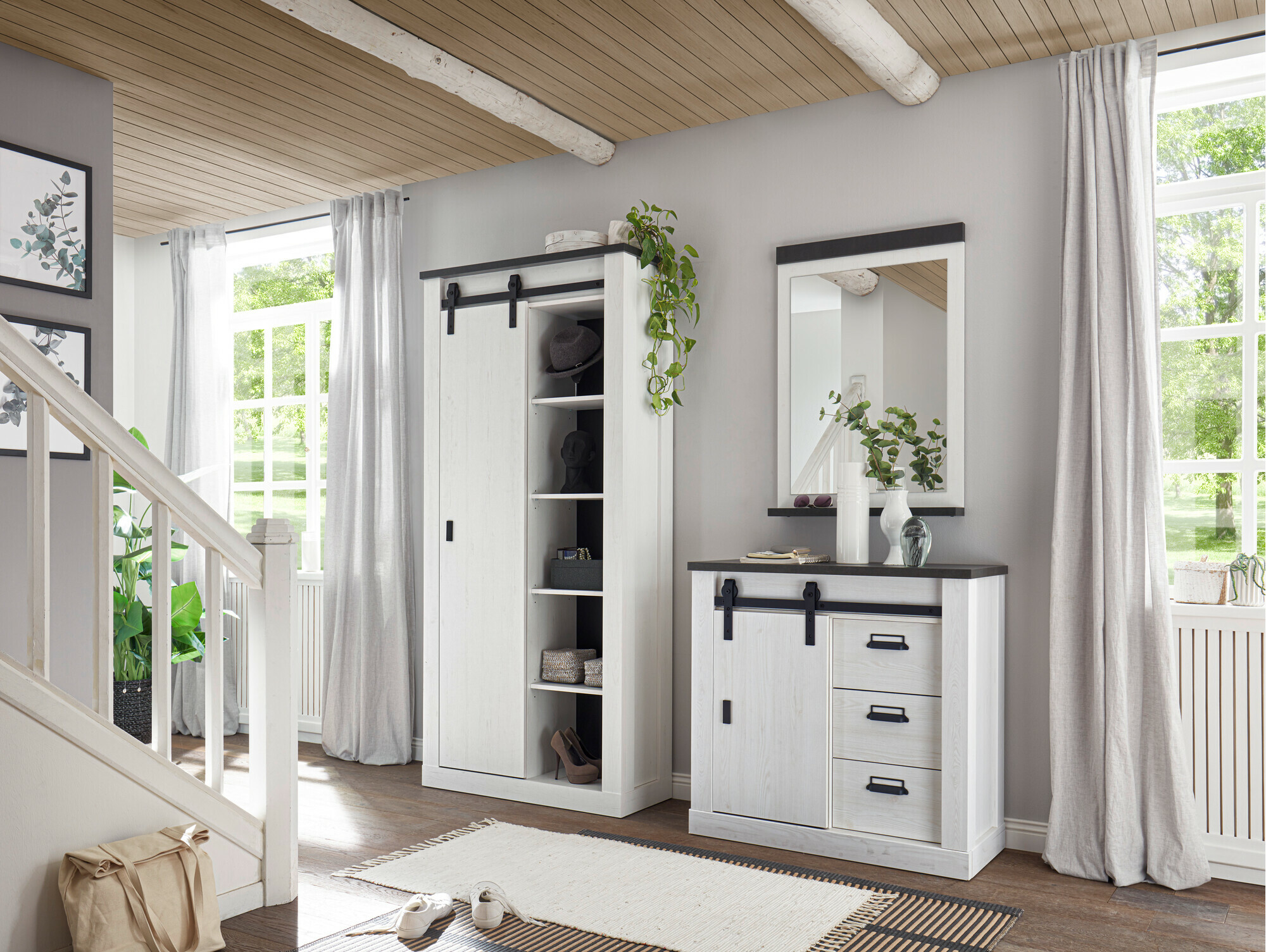 Комплект за антре Cirtale 129 (Избелен бор + Antrahite)